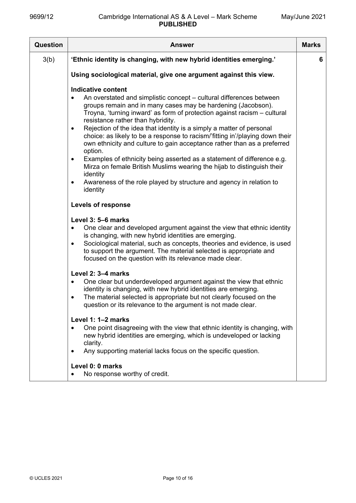 Mark scheme, page 10 of 16