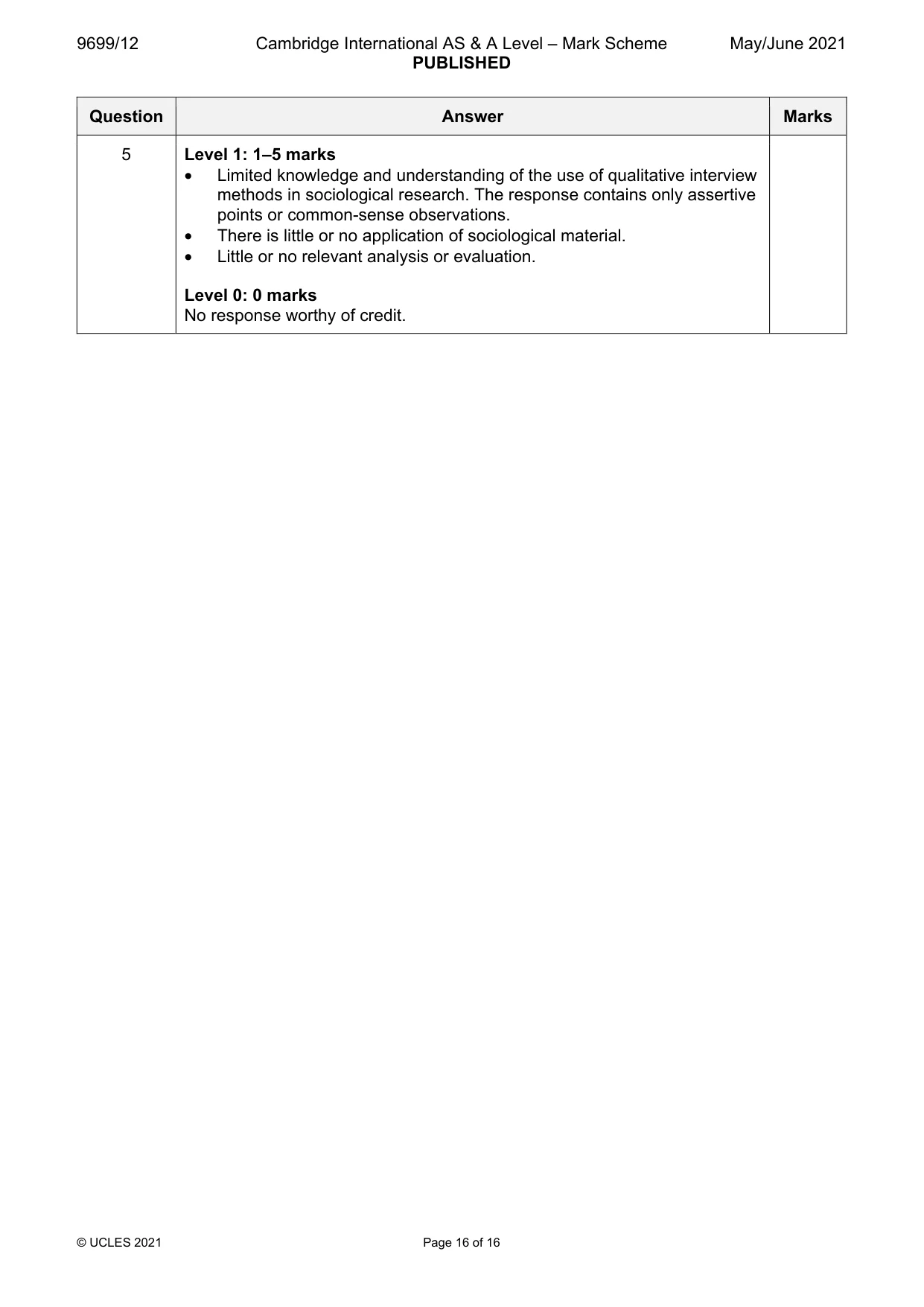 Mark scheme, page 16 of 16
