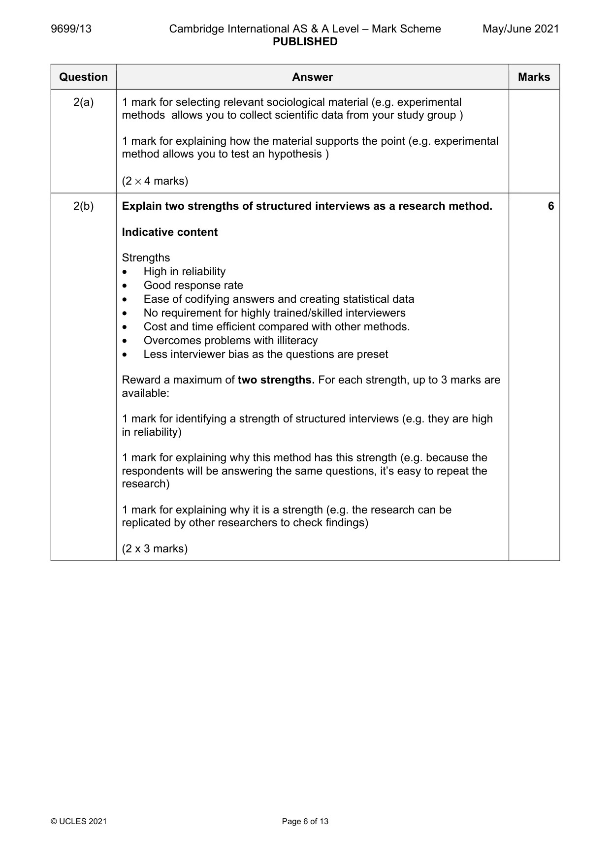 Mark scheme, page 6 of 13