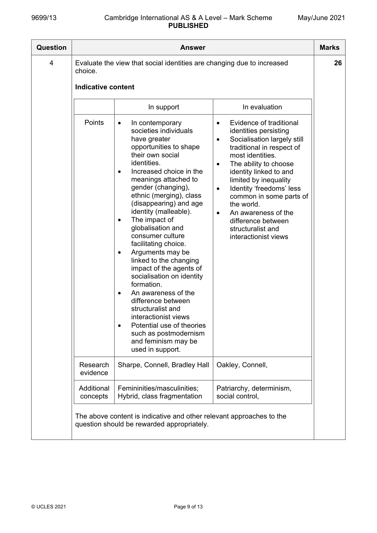 Mark scheme, page 9 of 13