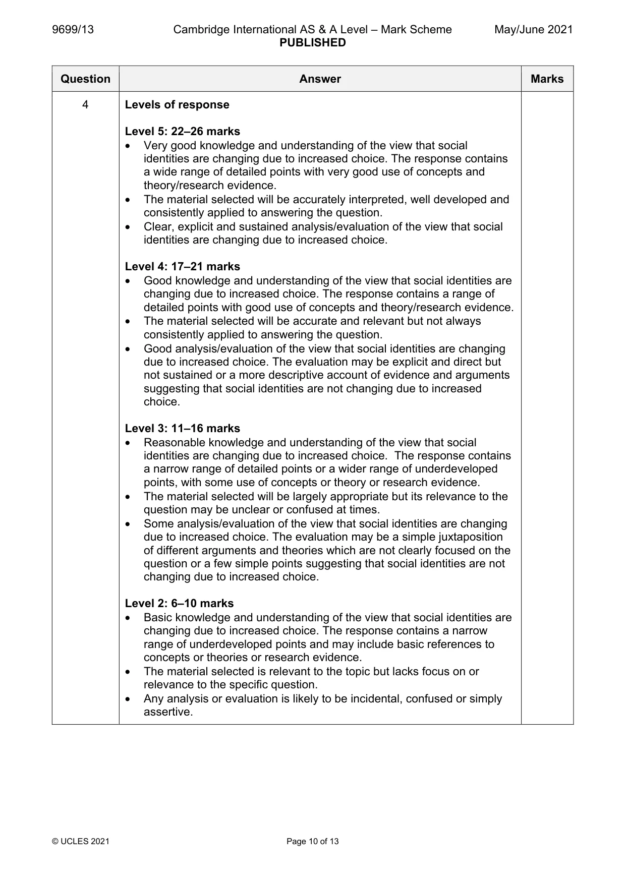 Mark scheme, page 10 of 13