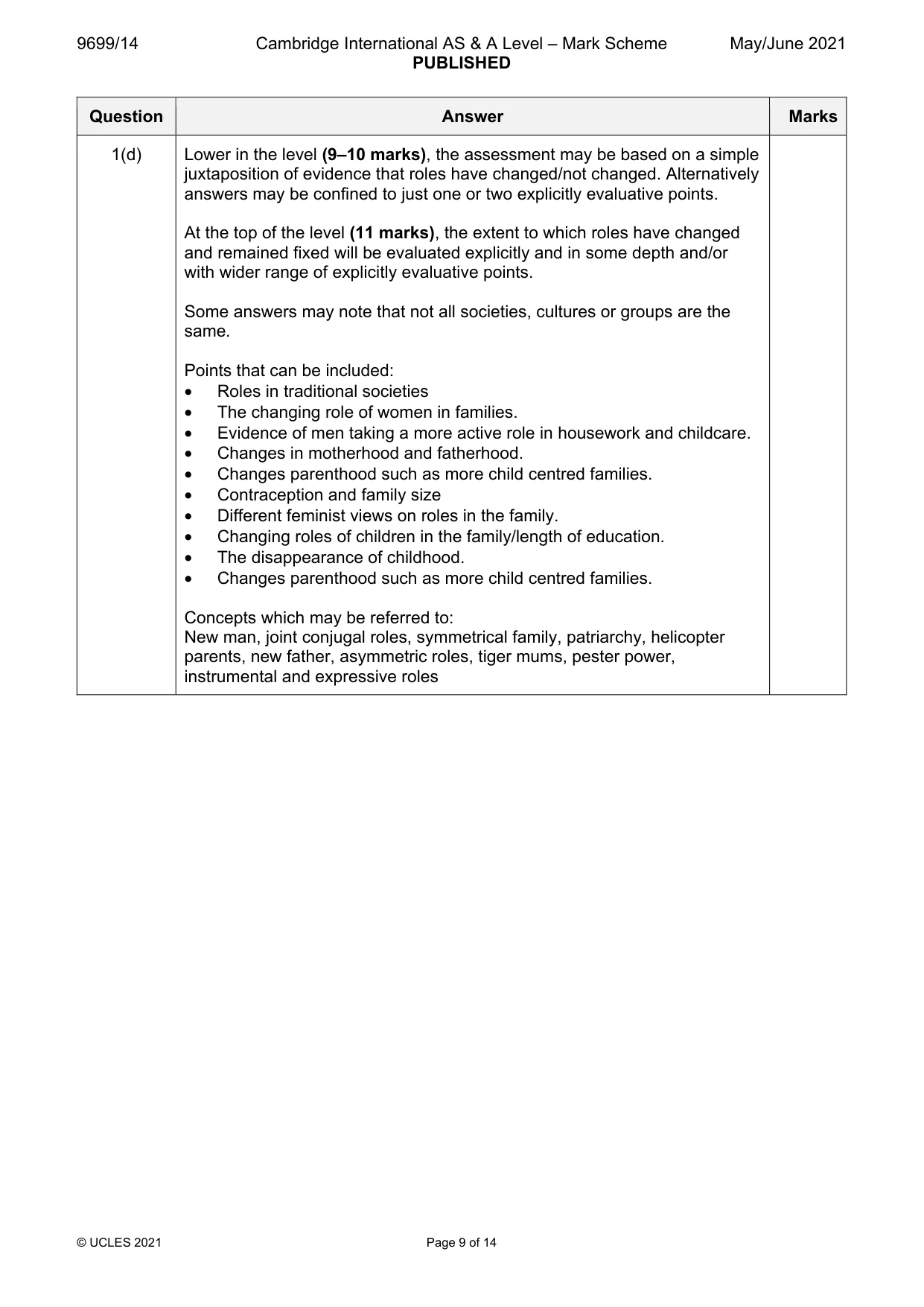 Mark scheme, page 9 of 14