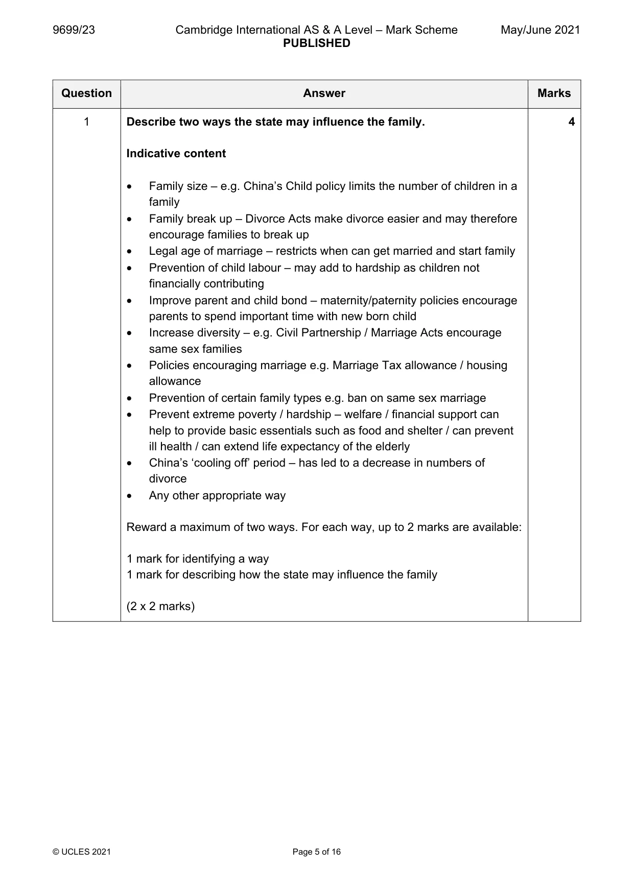Mark scheme, page 5 of 16