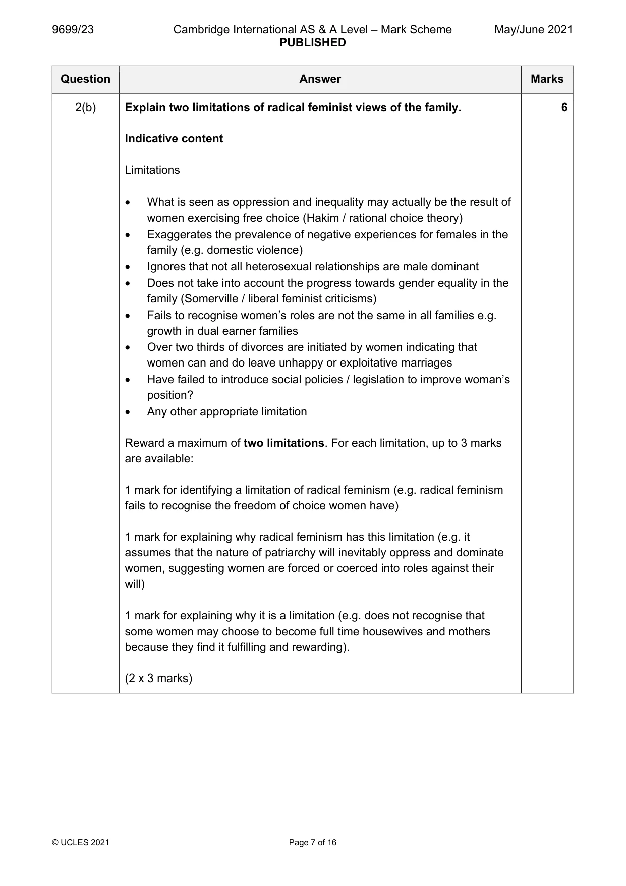 Mark scheme, page 7 of 16