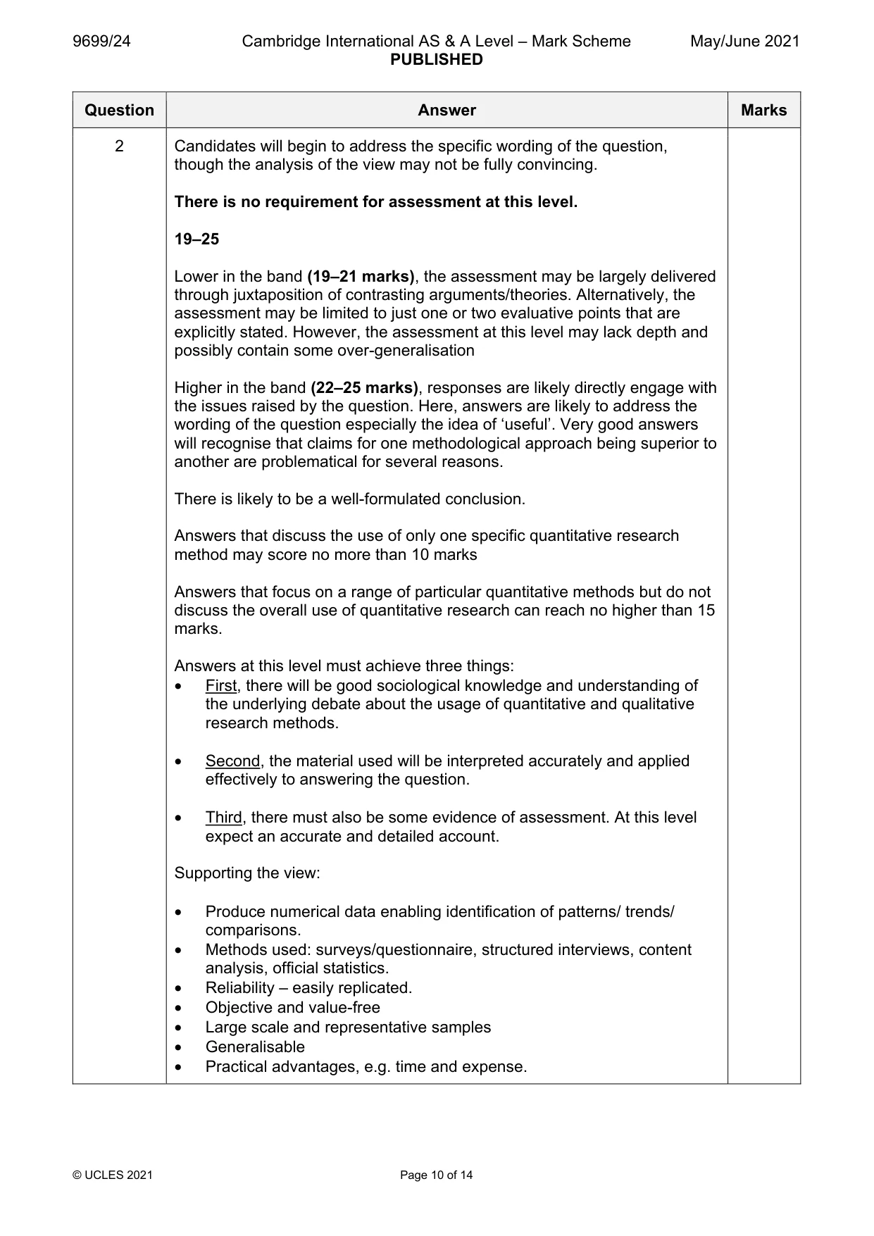 Mark scheme, page 10 of 14