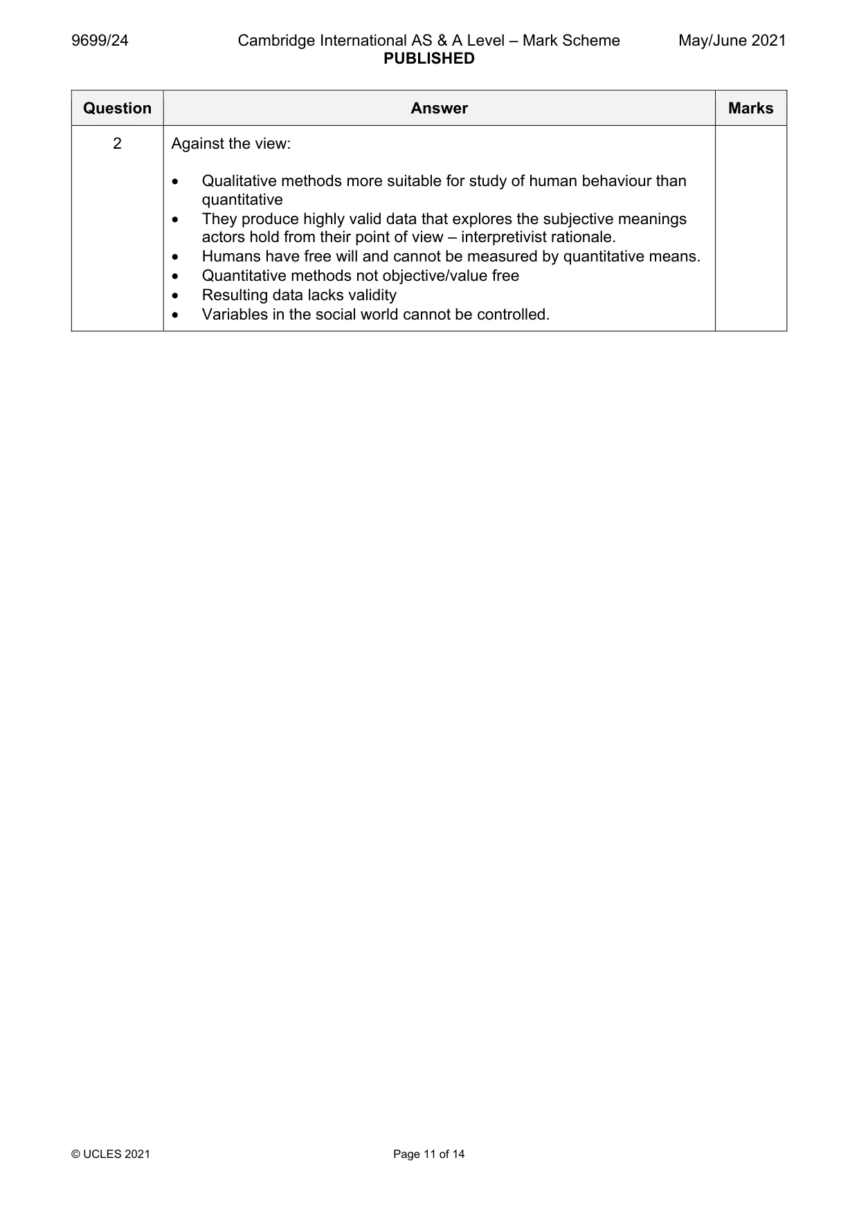 Mark scheme, page 11 of 14