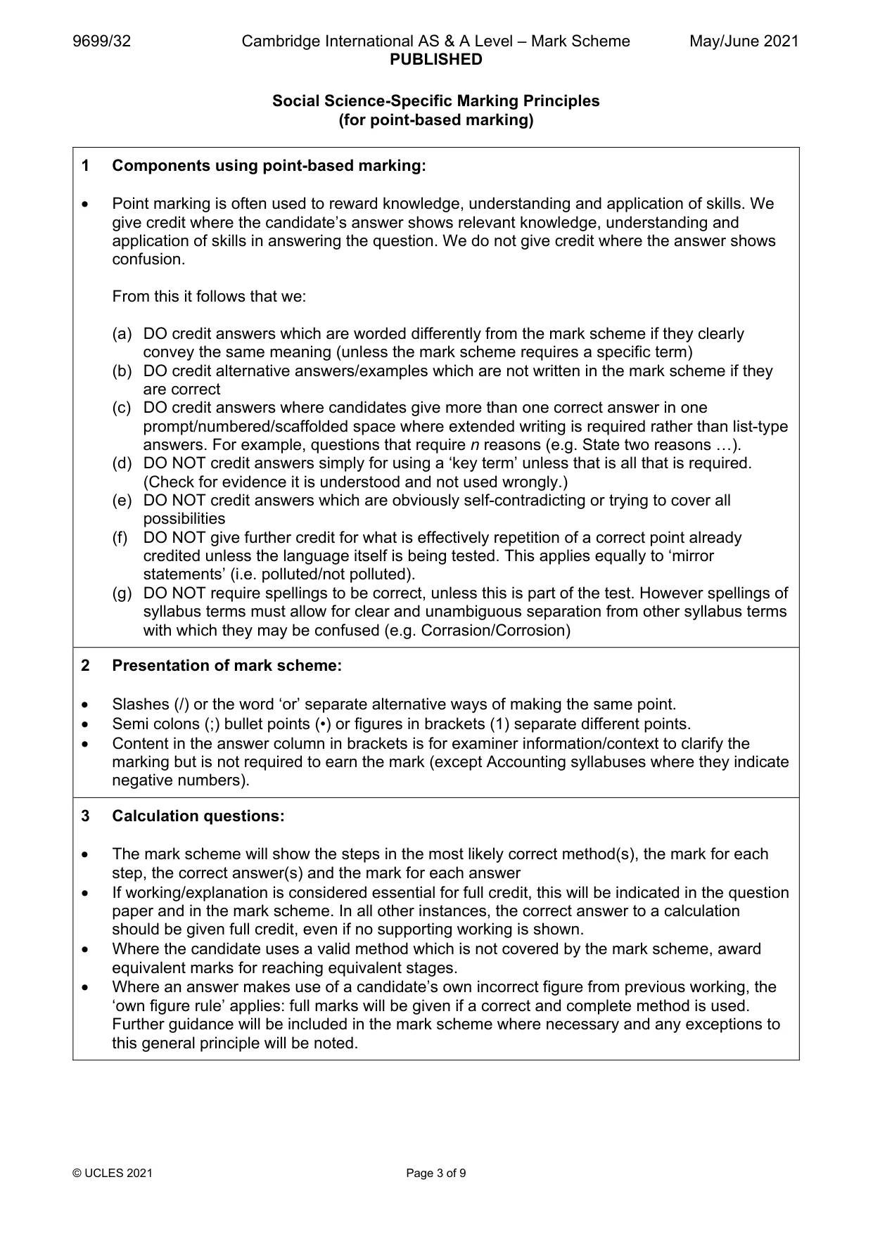 Mark scheme, page 3 of 9