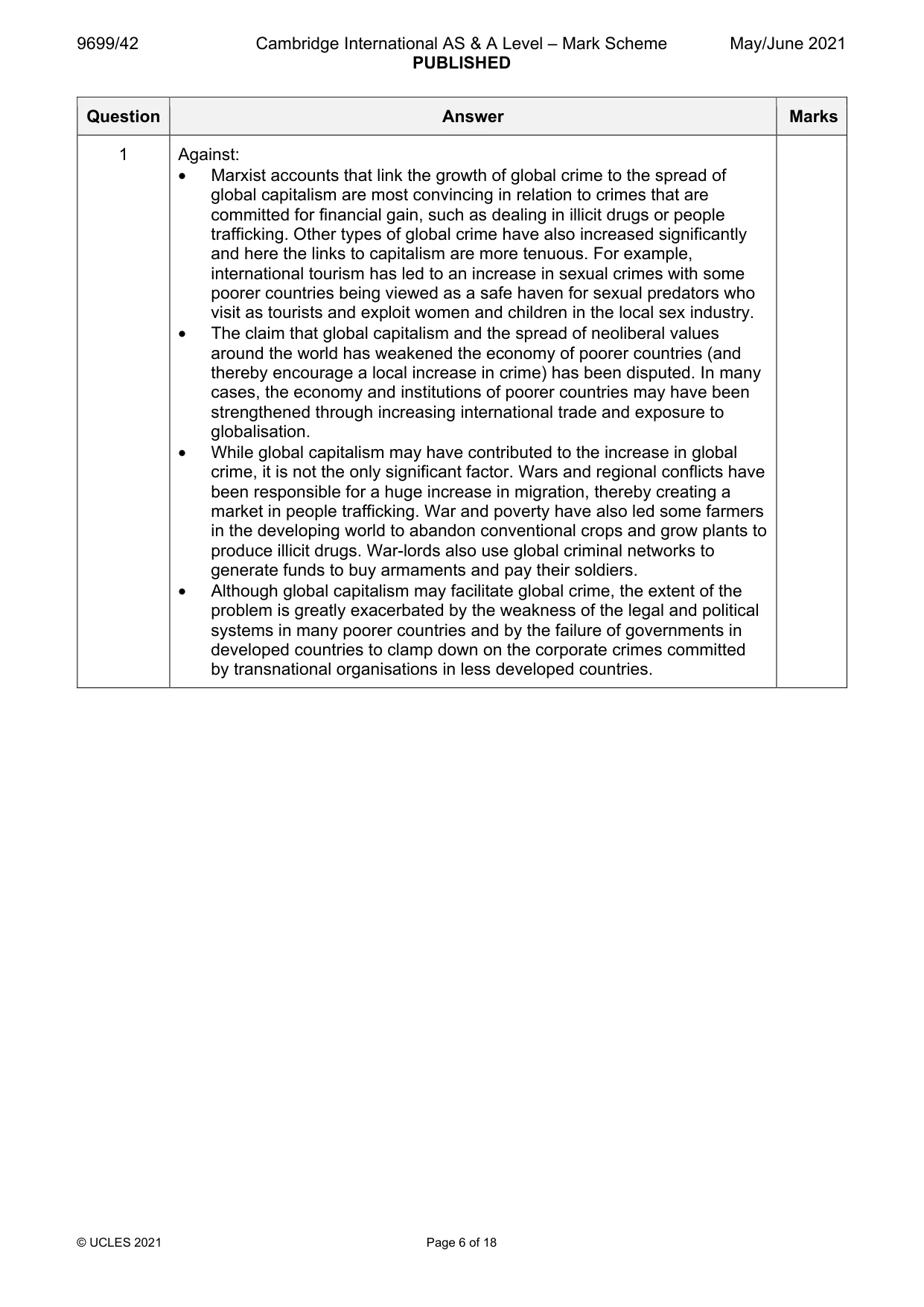 Mark scheme, page 6 of 18