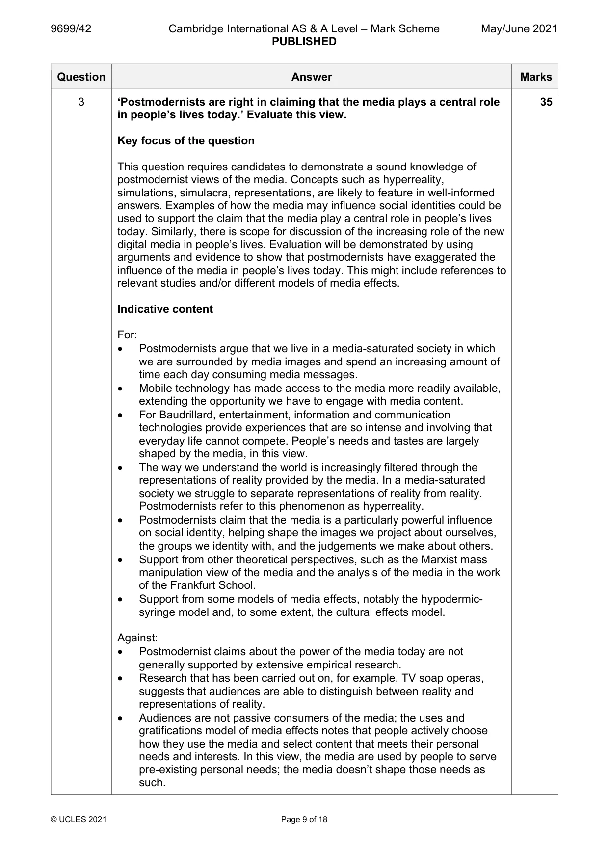 Mark scheme, page 9 of 18