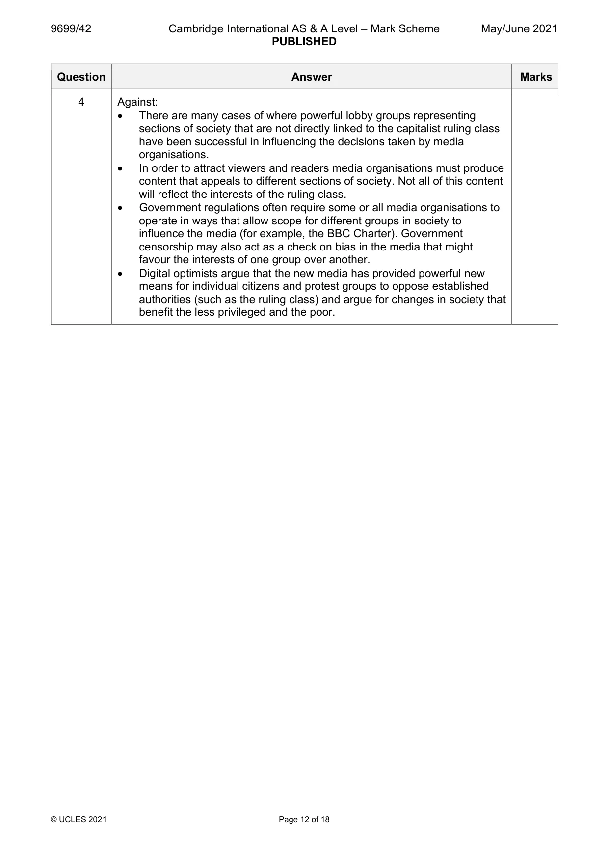 Mark scheme, page 12 of 18