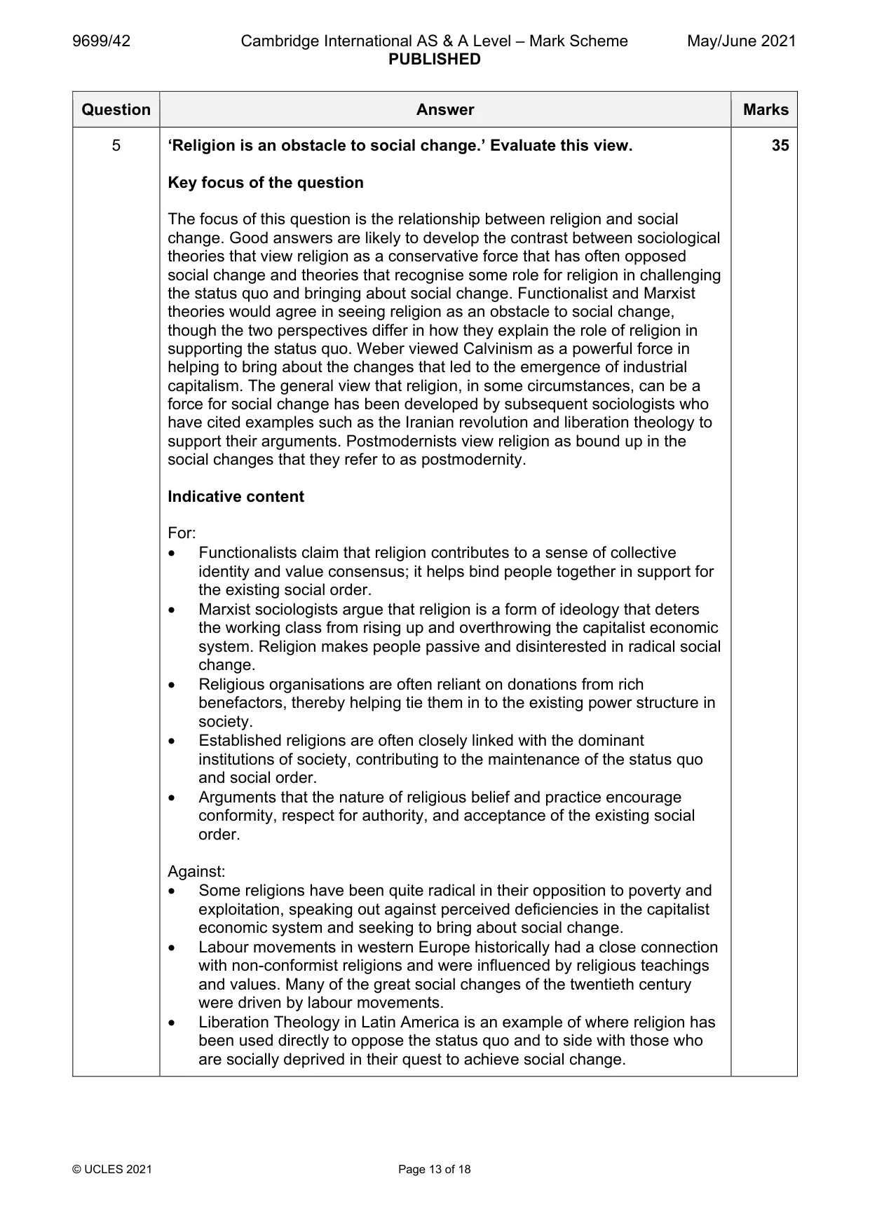 Mark scheme, page 13 of 18