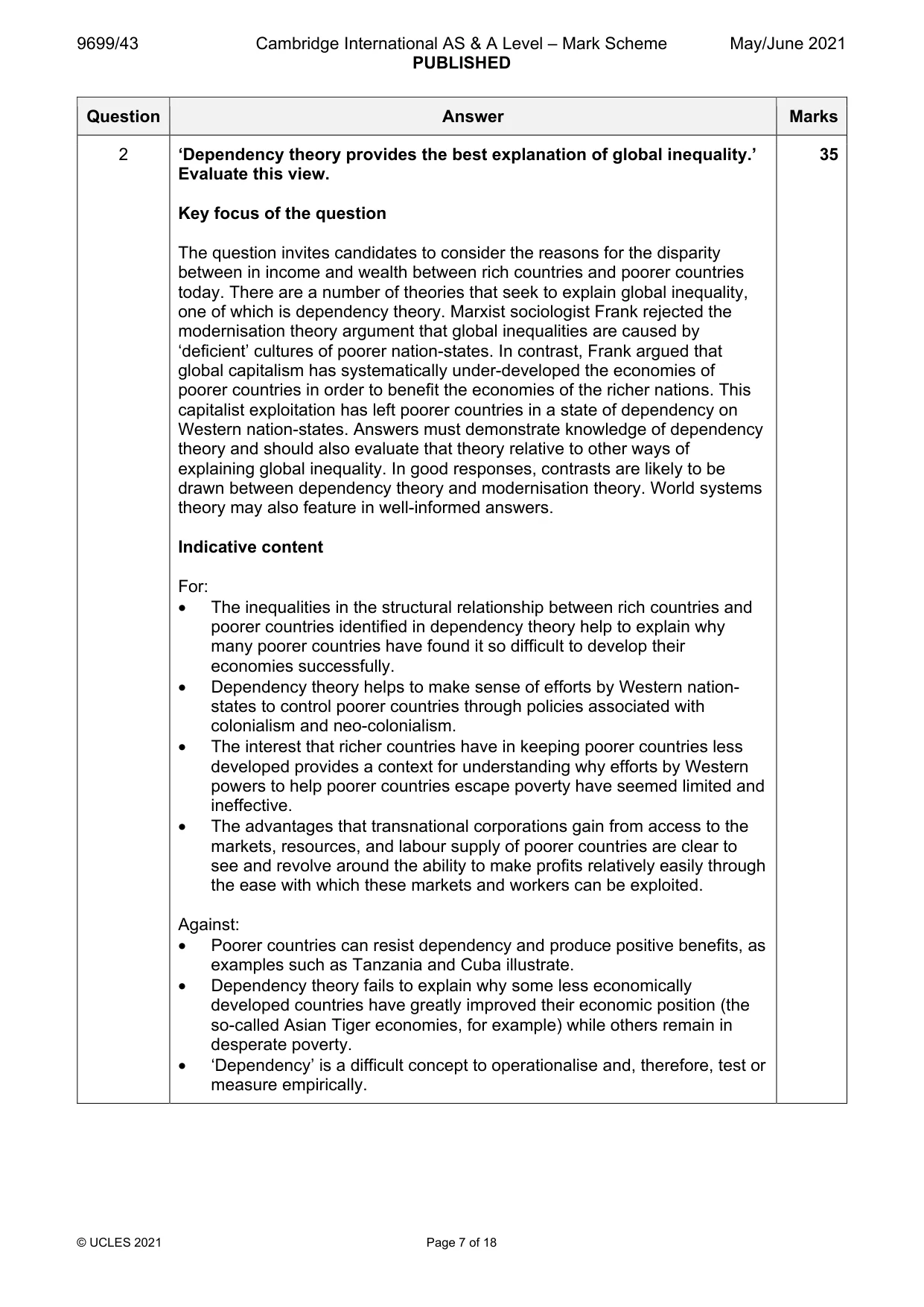 Mark scheme, page 7 of 18
