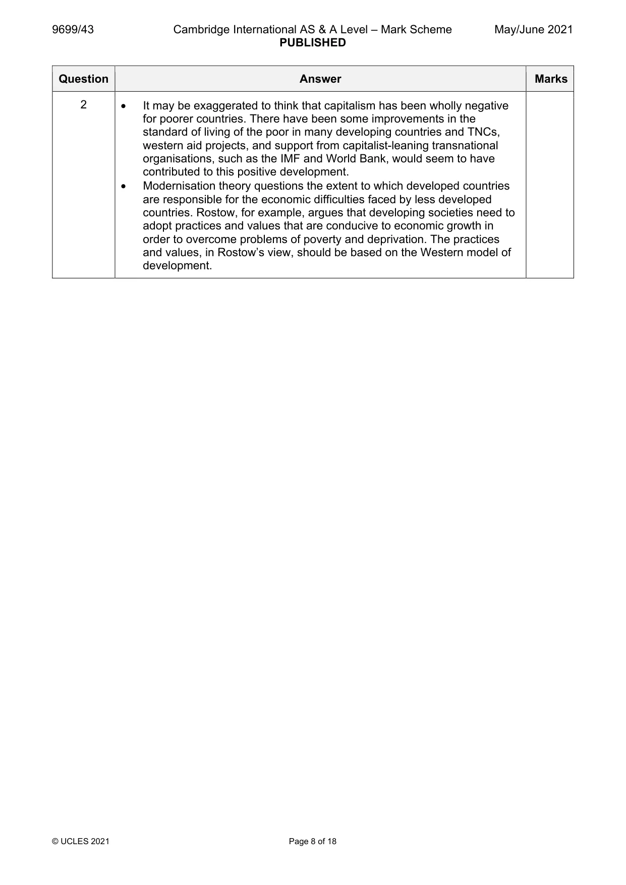 Mark scheme, page 8 of 18