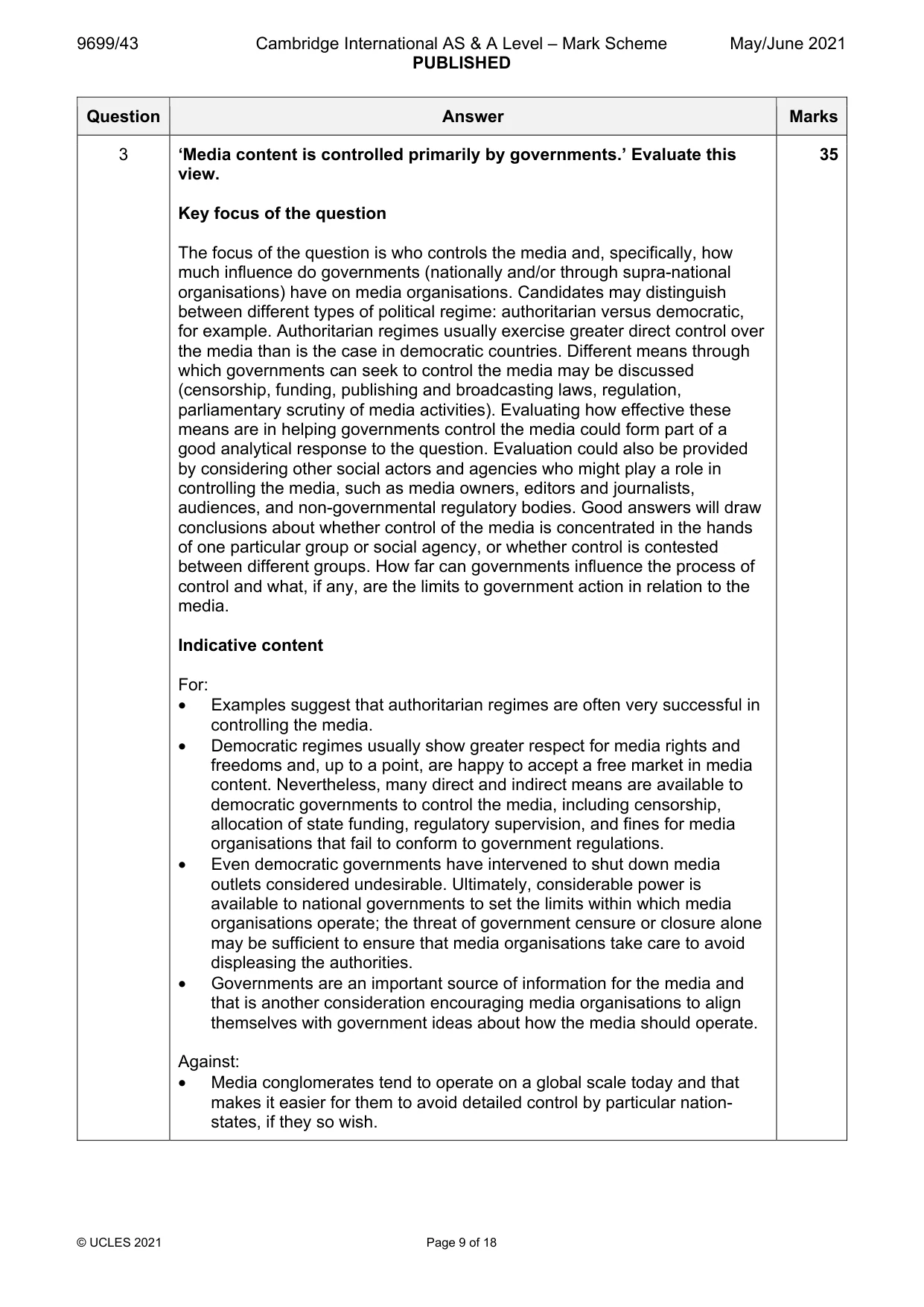 Mark scheme, page 9 of 18