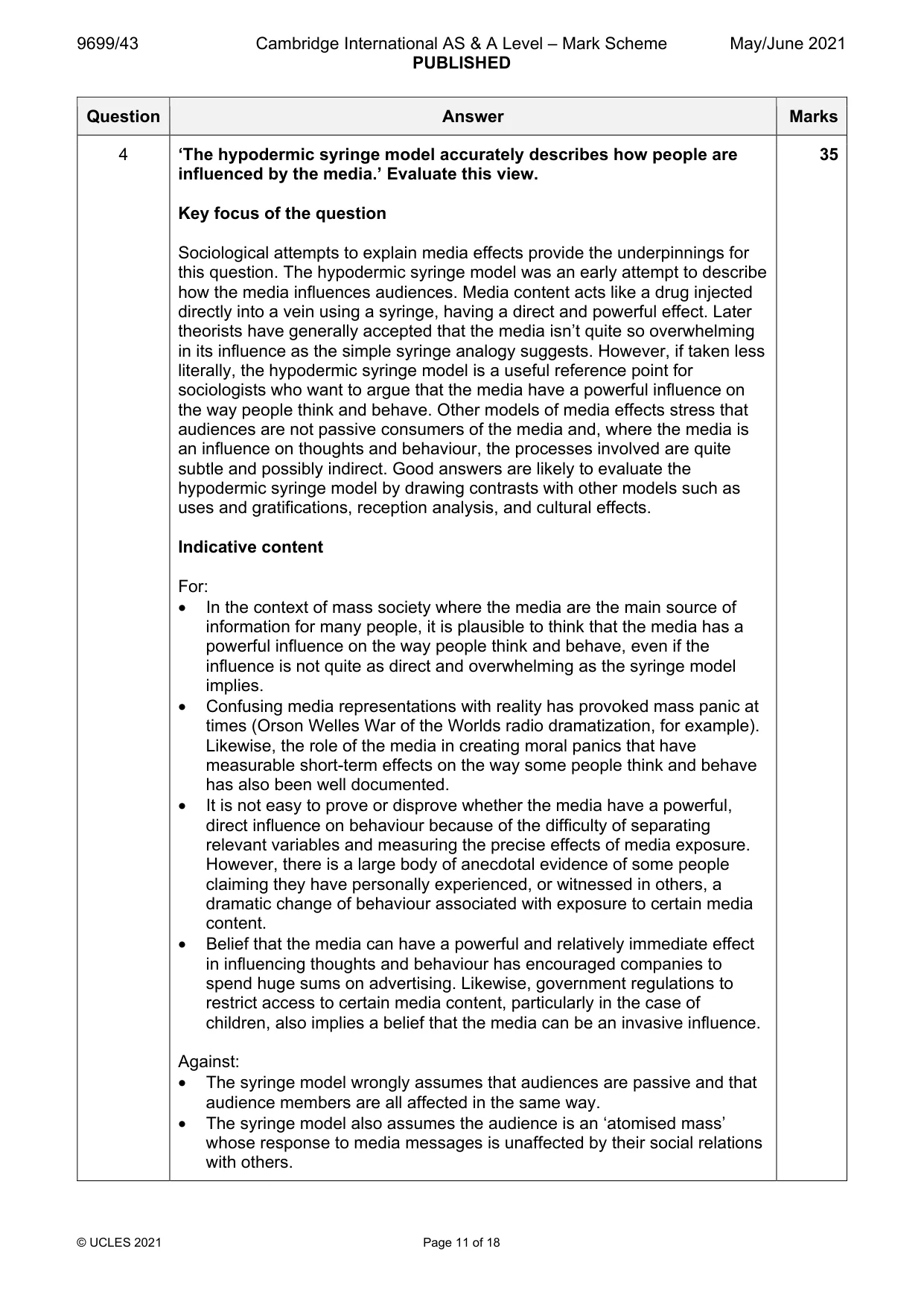 Mark scheme, page 11 of 18