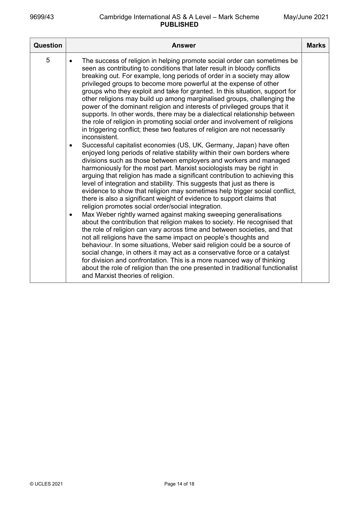 Mark scheme, page 14 of 18