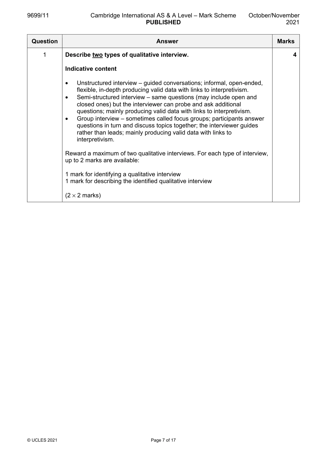 Mark scheme, page 7 of 17