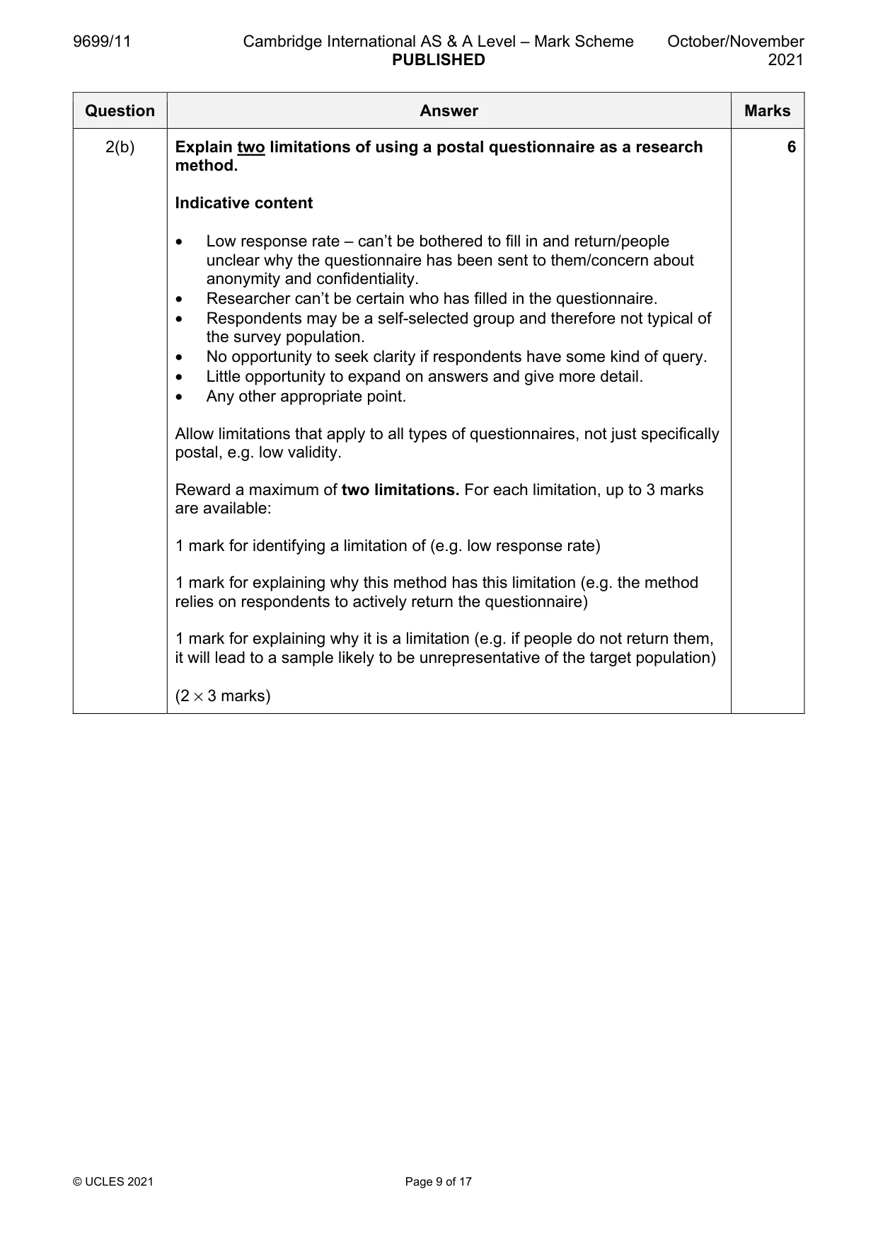 Mark scheme, page 9 of 17