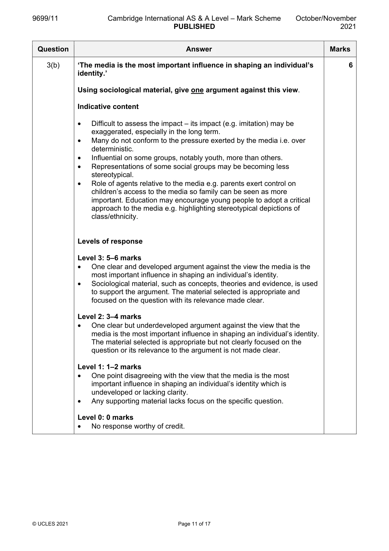 Mark scheme, page 11 of 17