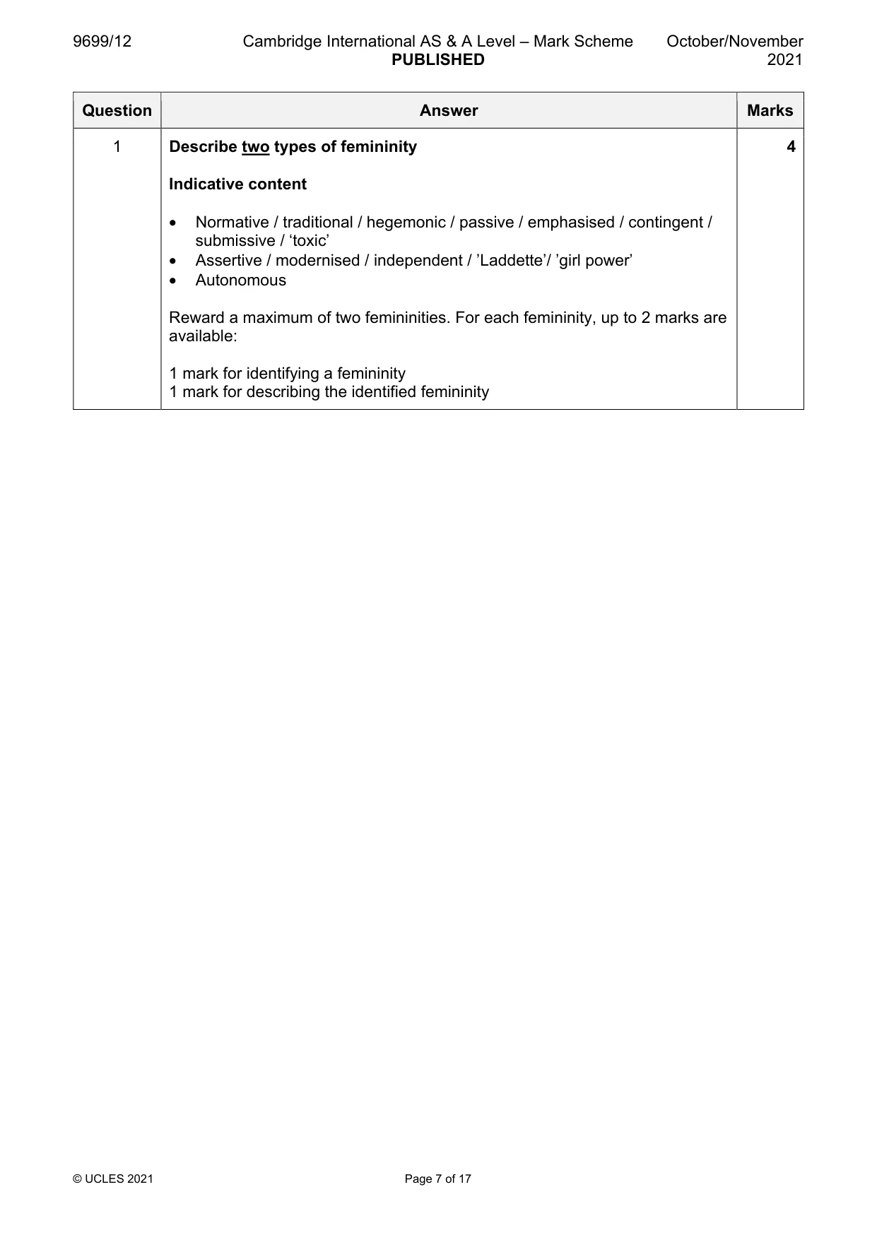 Mark scheme, page 7 of 17