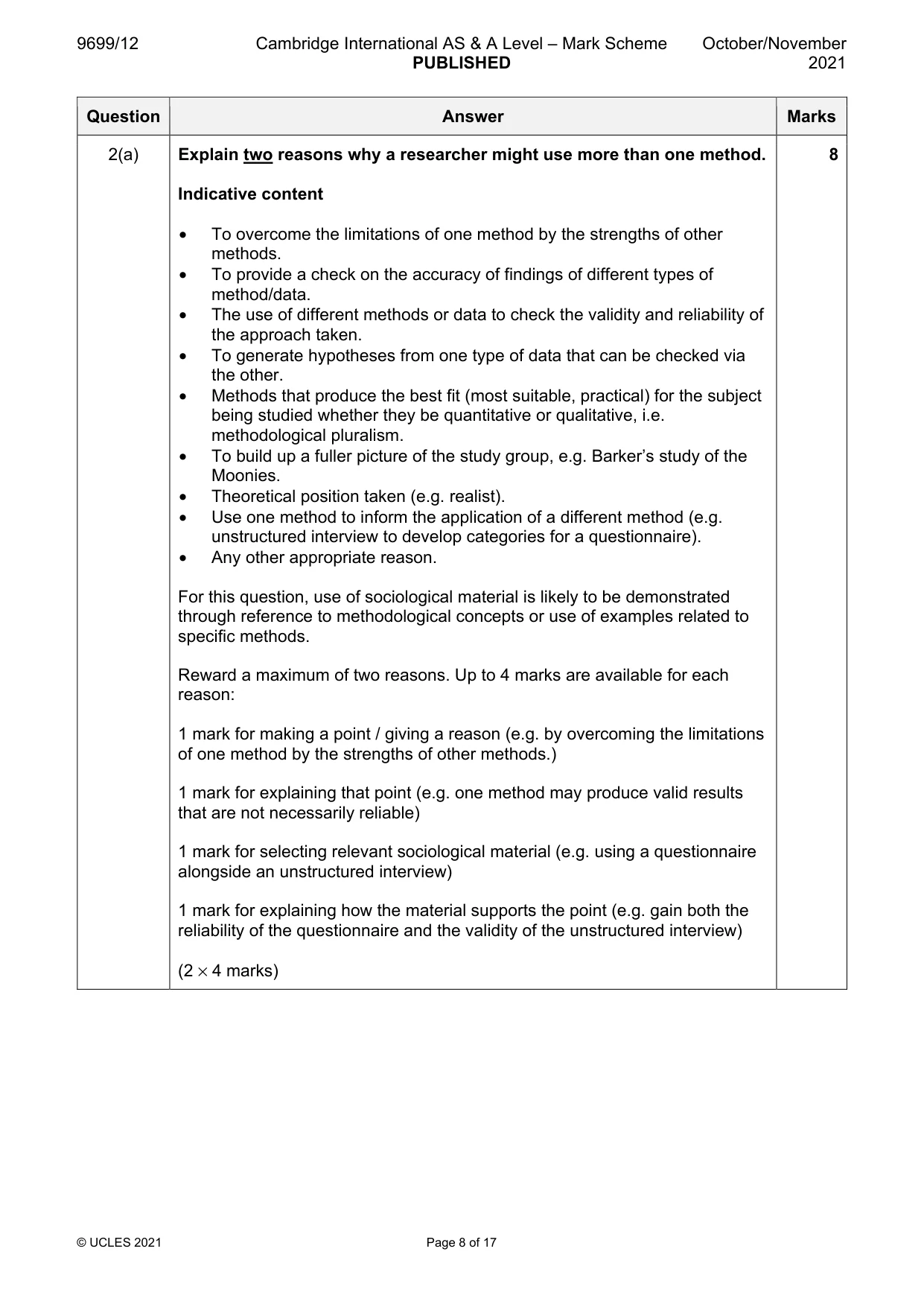 Mark scheme, page 8 of 17