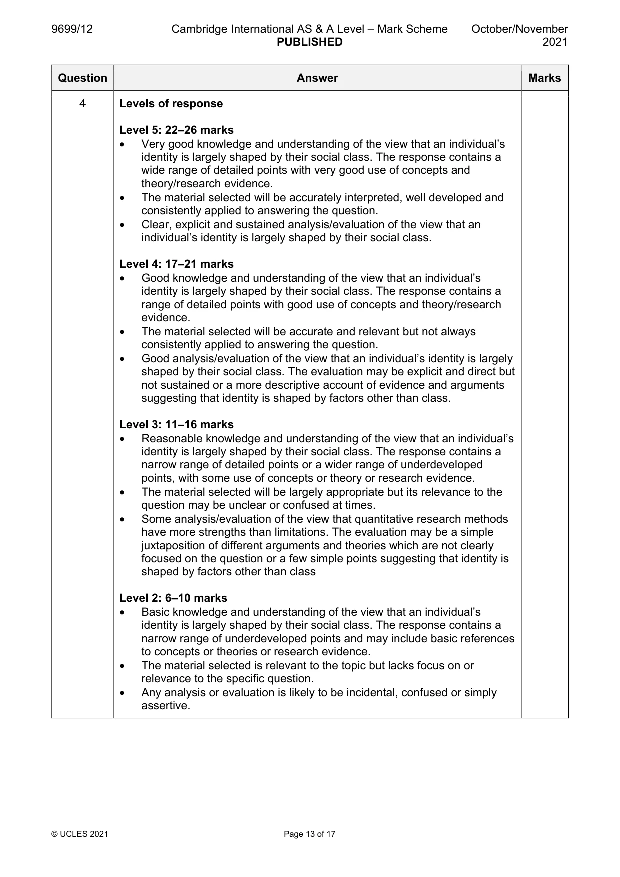 Mark scheme, page 13 of 17