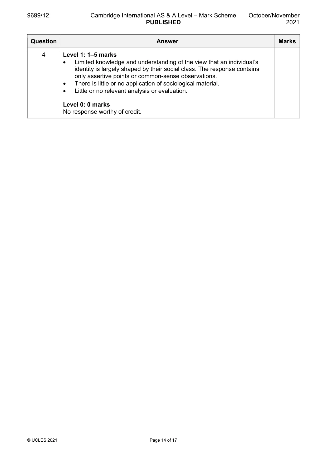 Mark scheme, page 14 of 17