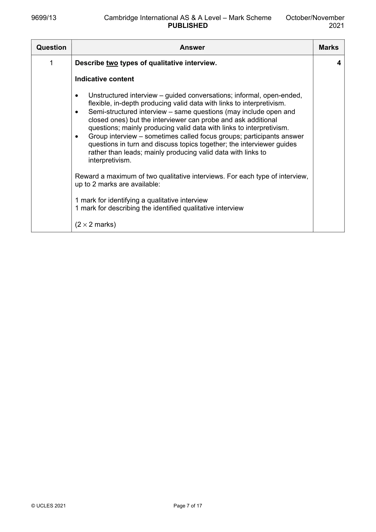 Mark scheme, page 7 of 17