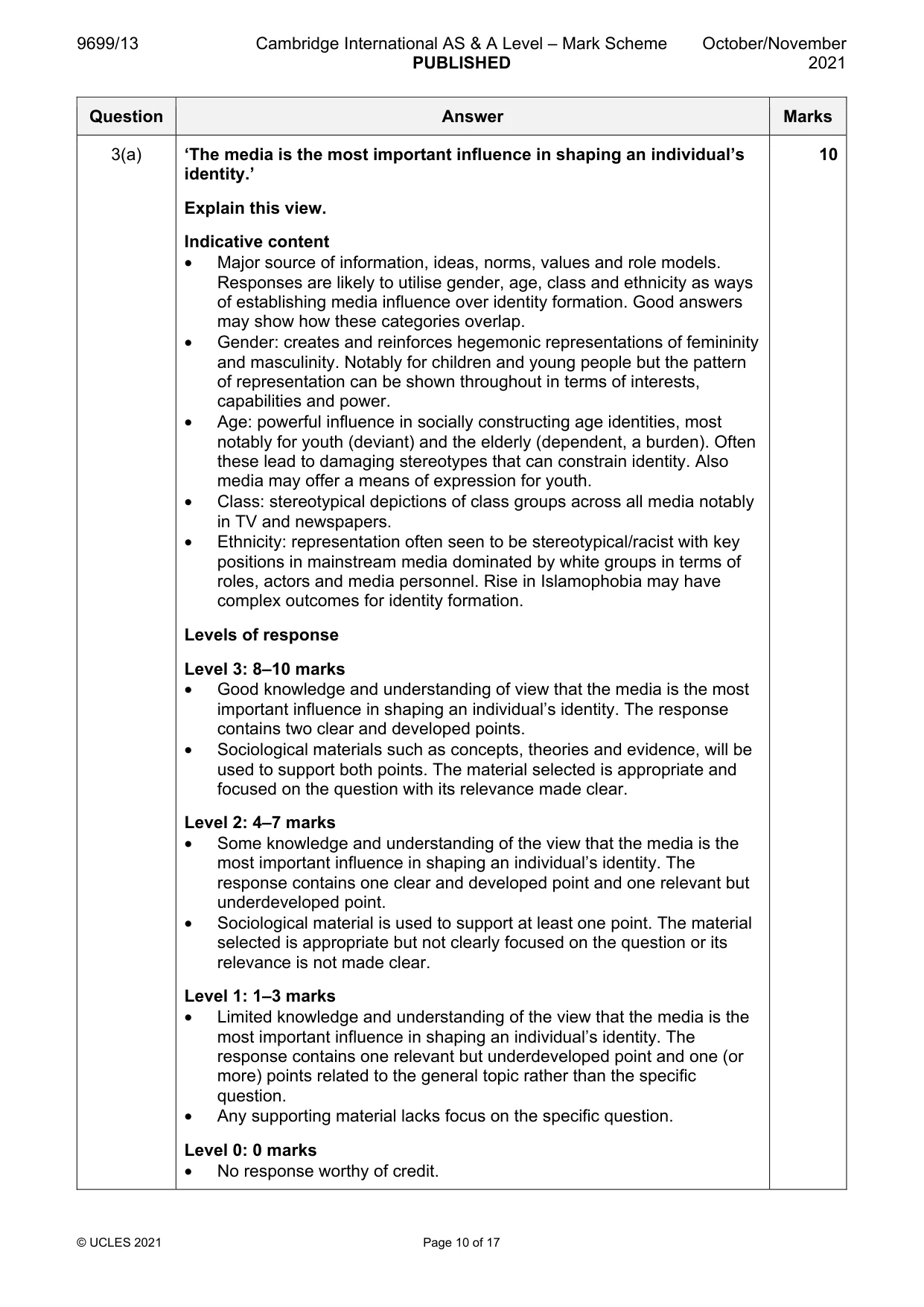 Mark scheme, page 10 of 17