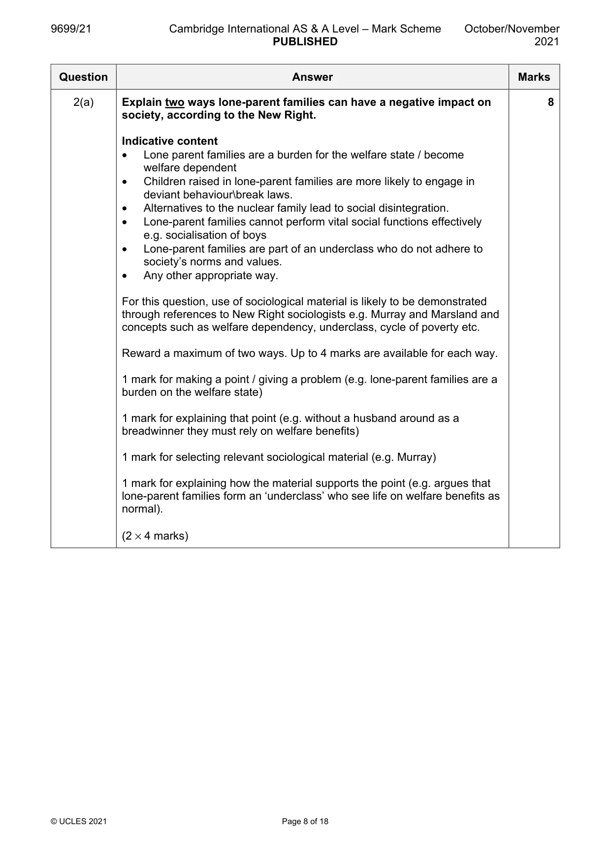 Mark scheme, page 8 of 18