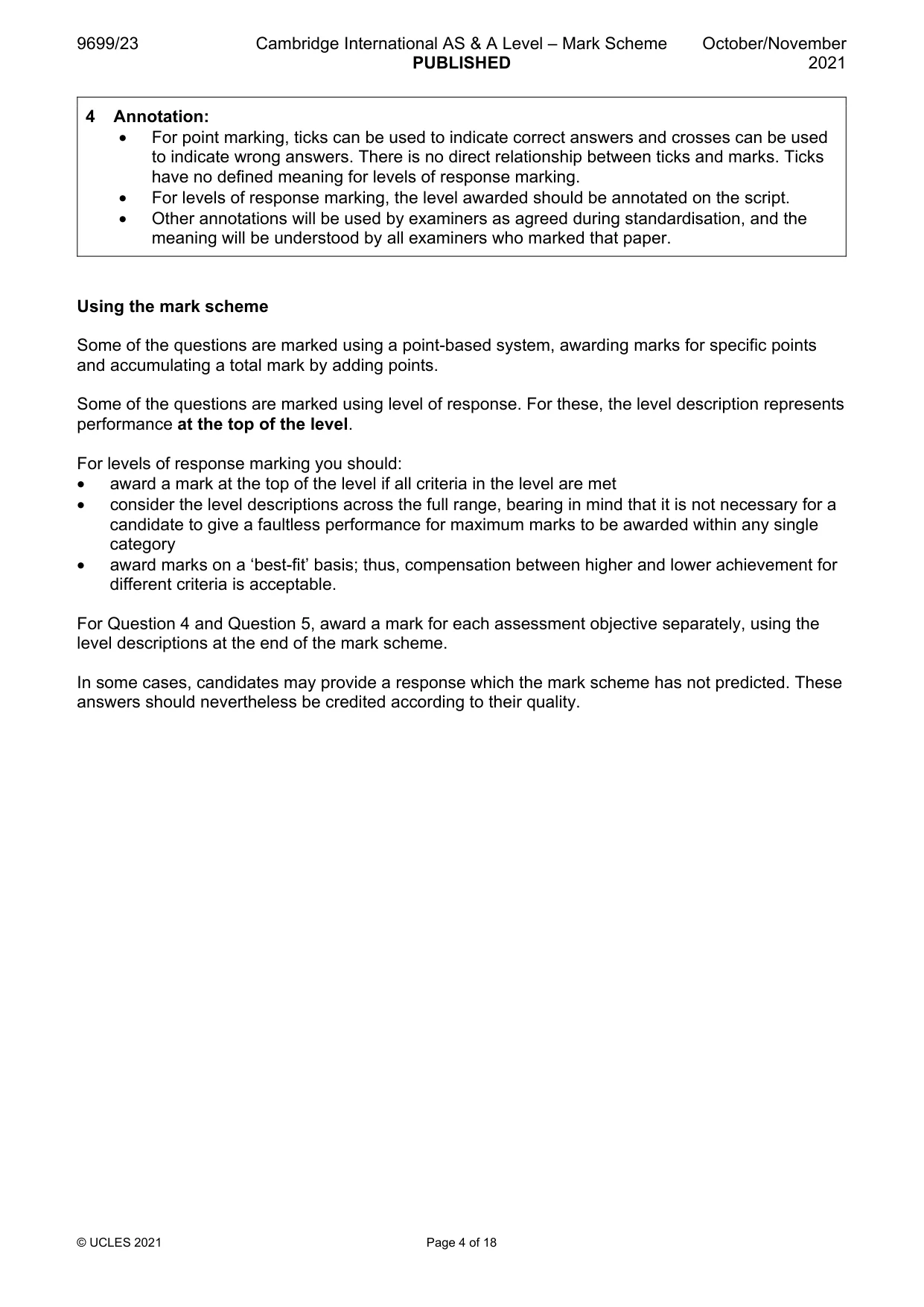 Mark scheme, page 4 of 18