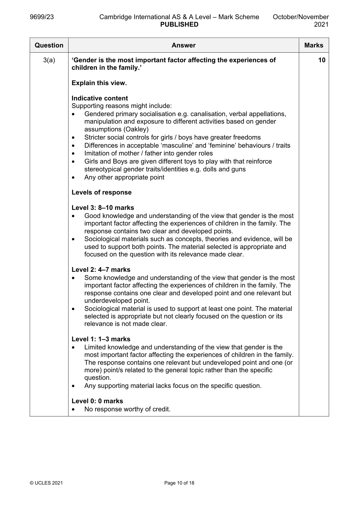 Mark scheme, page 10 of 18