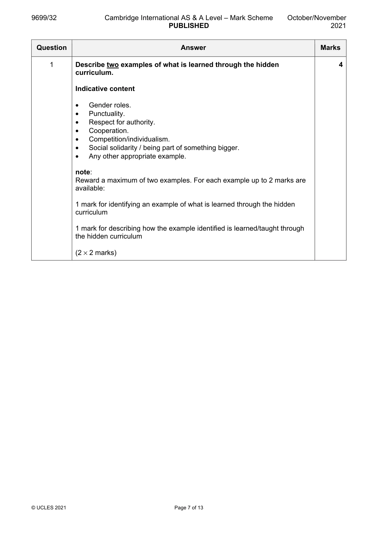 Mark scheme, page 7 of 13
