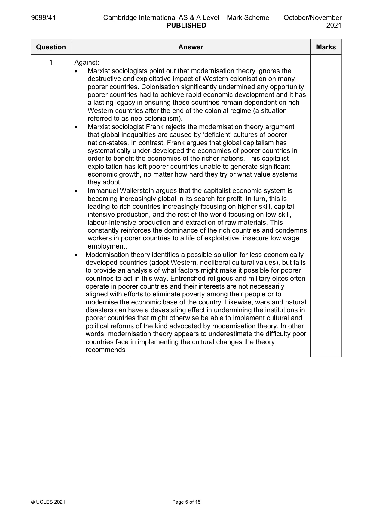 Mark scheme, page 5 of 15