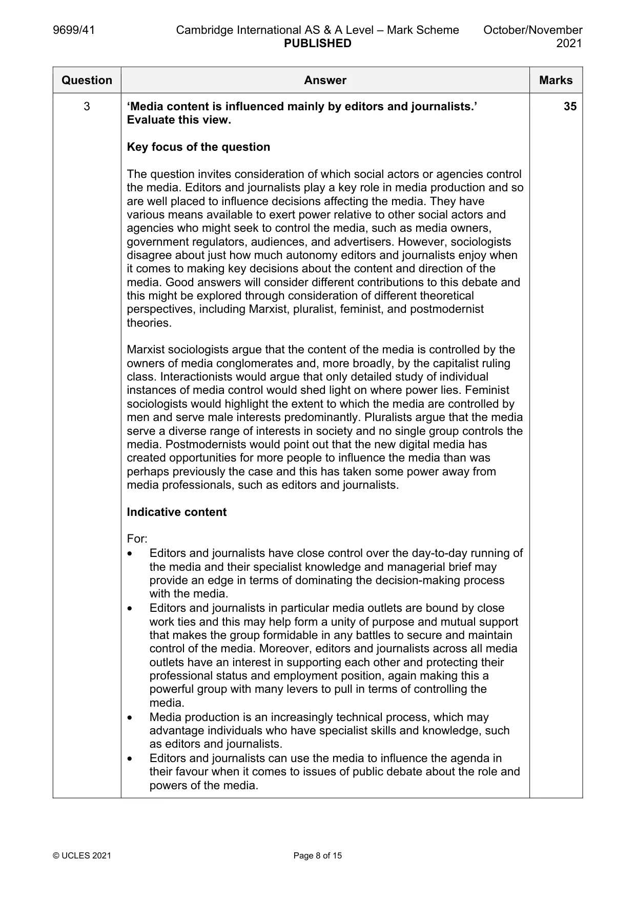 Mark scheme, page 8 of 15