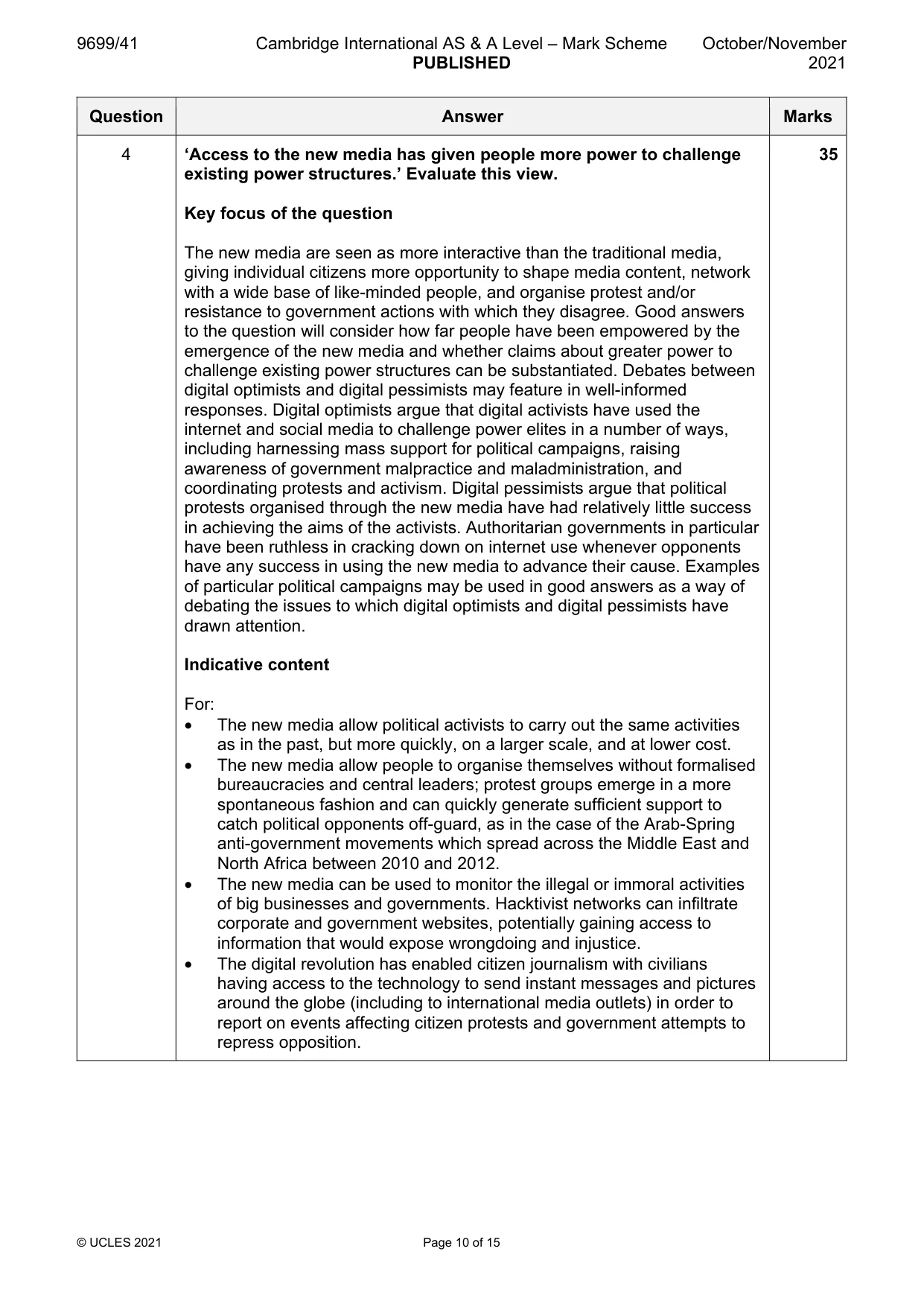 Mark scheme, page 10 of 15