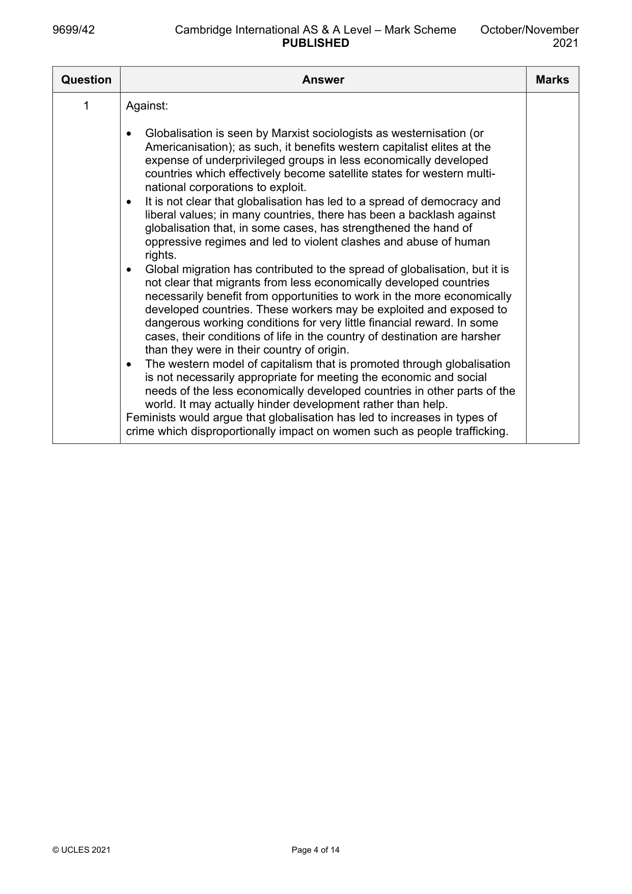 Mark scheme, page 4 of 14