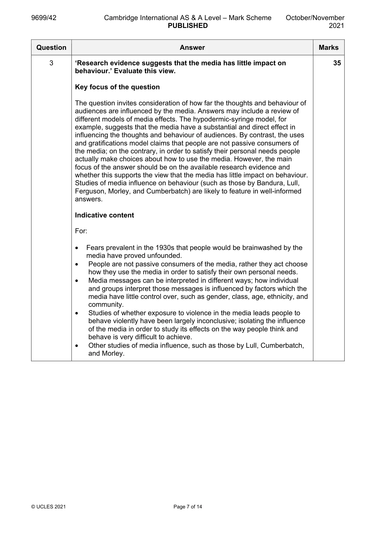 Mark scheme, page 7 of 14