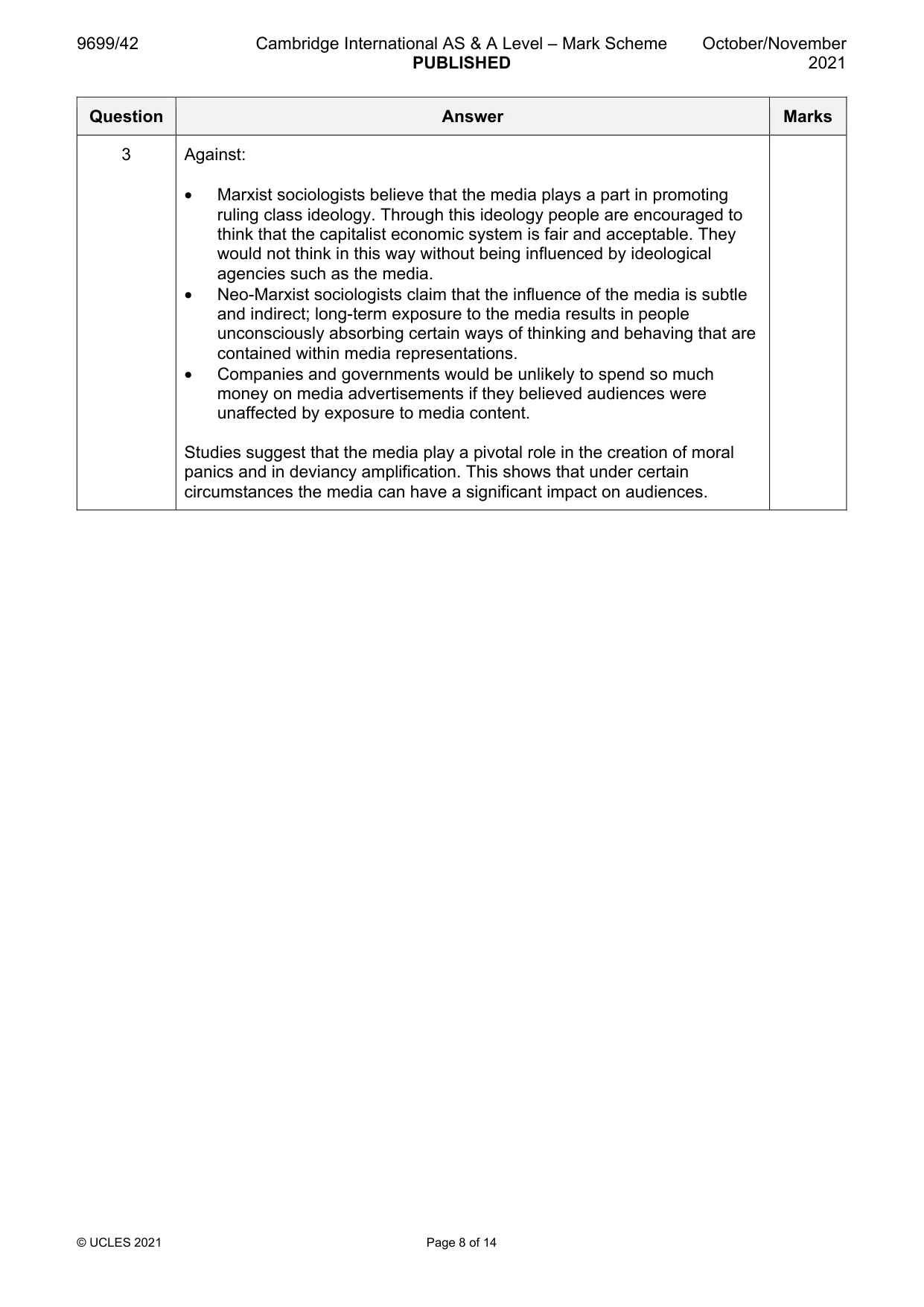 Mark scheme, page 8 of 14