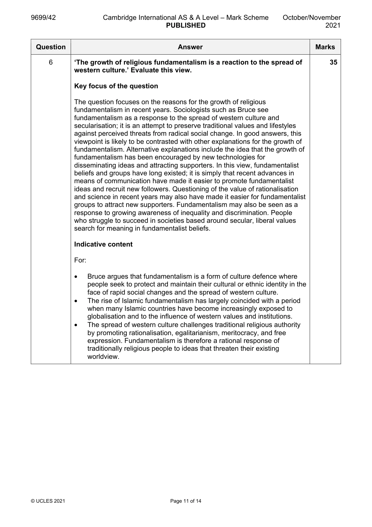 Mark scheme, page 11 of 14