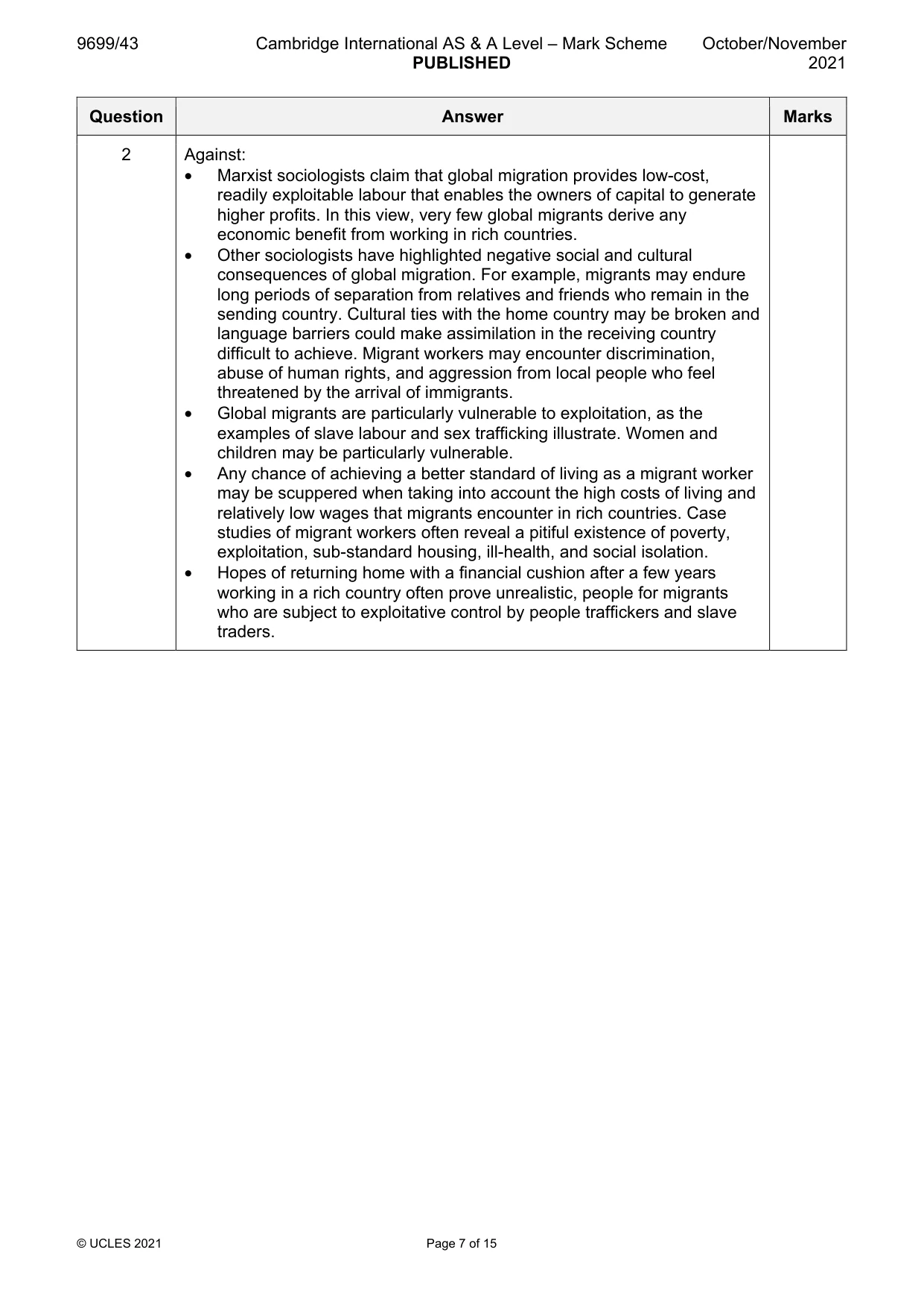 Mark scheme, page 7 of 15