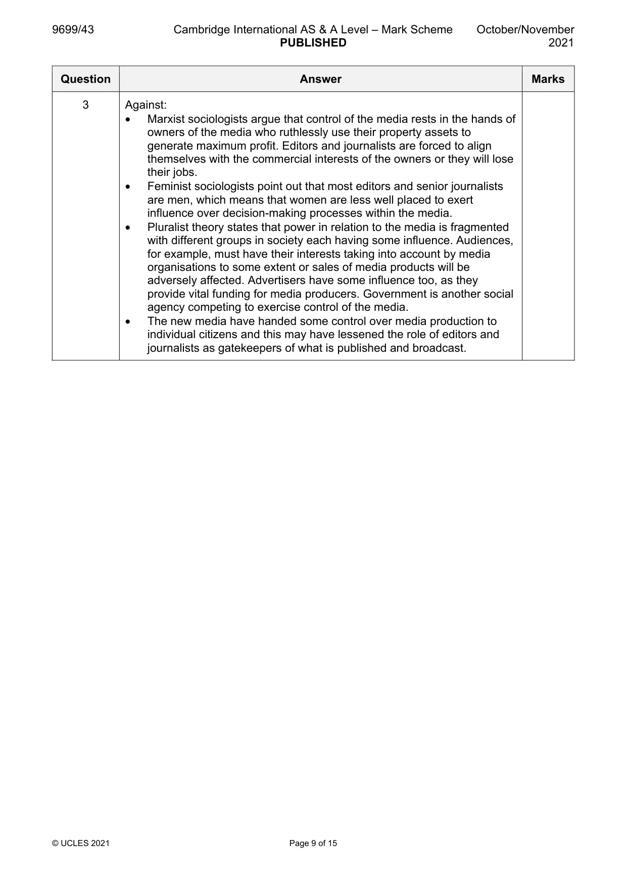 Mark scheme, page 9 of 15
