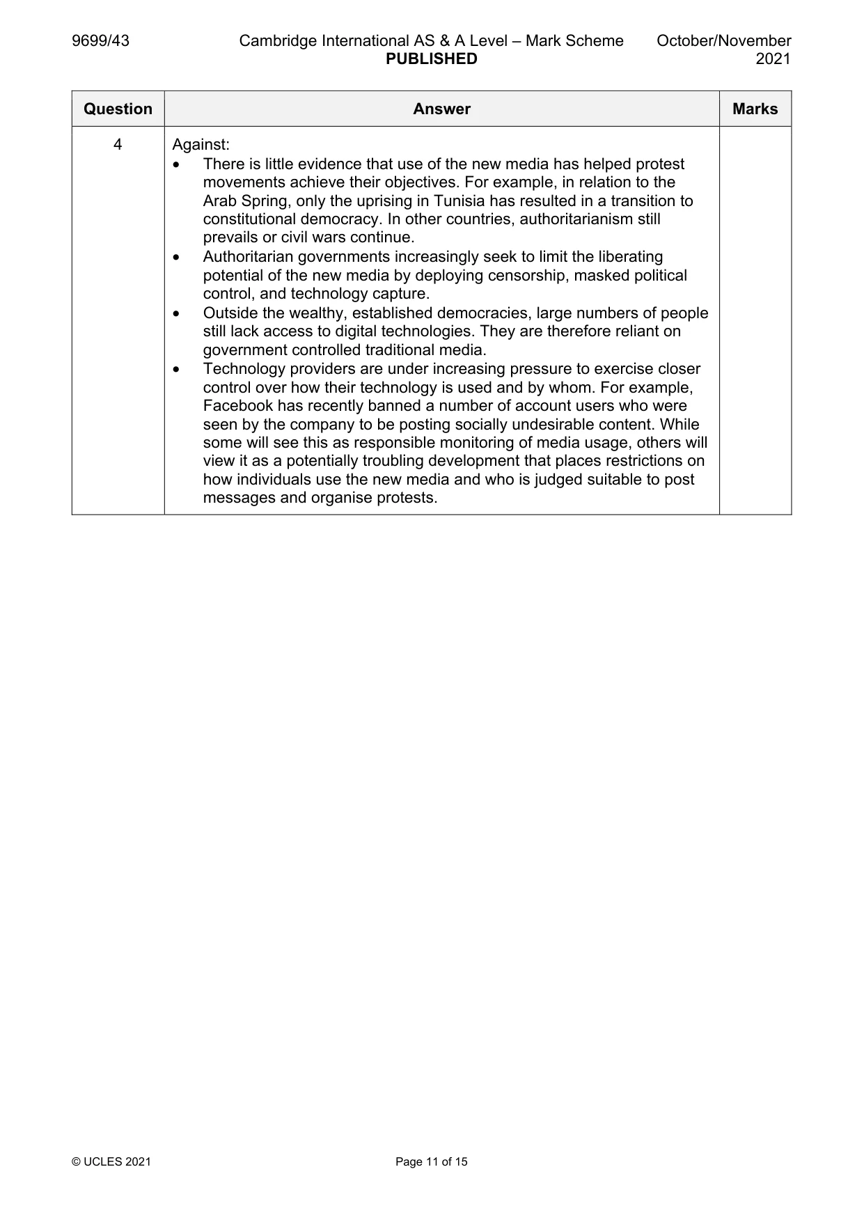 Mark scheme, page 11 of 15
