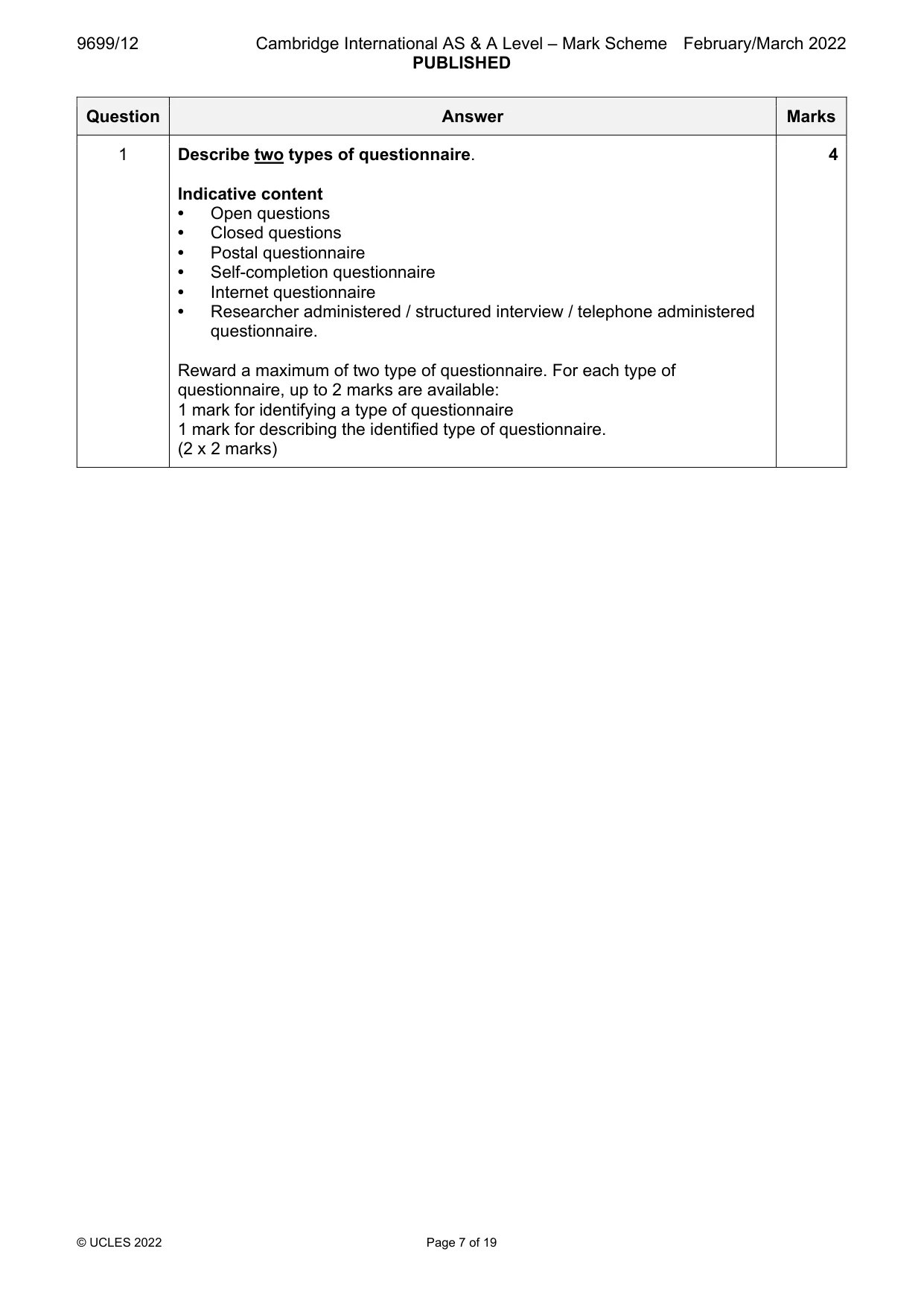 Mark scheme, page 7 of 19