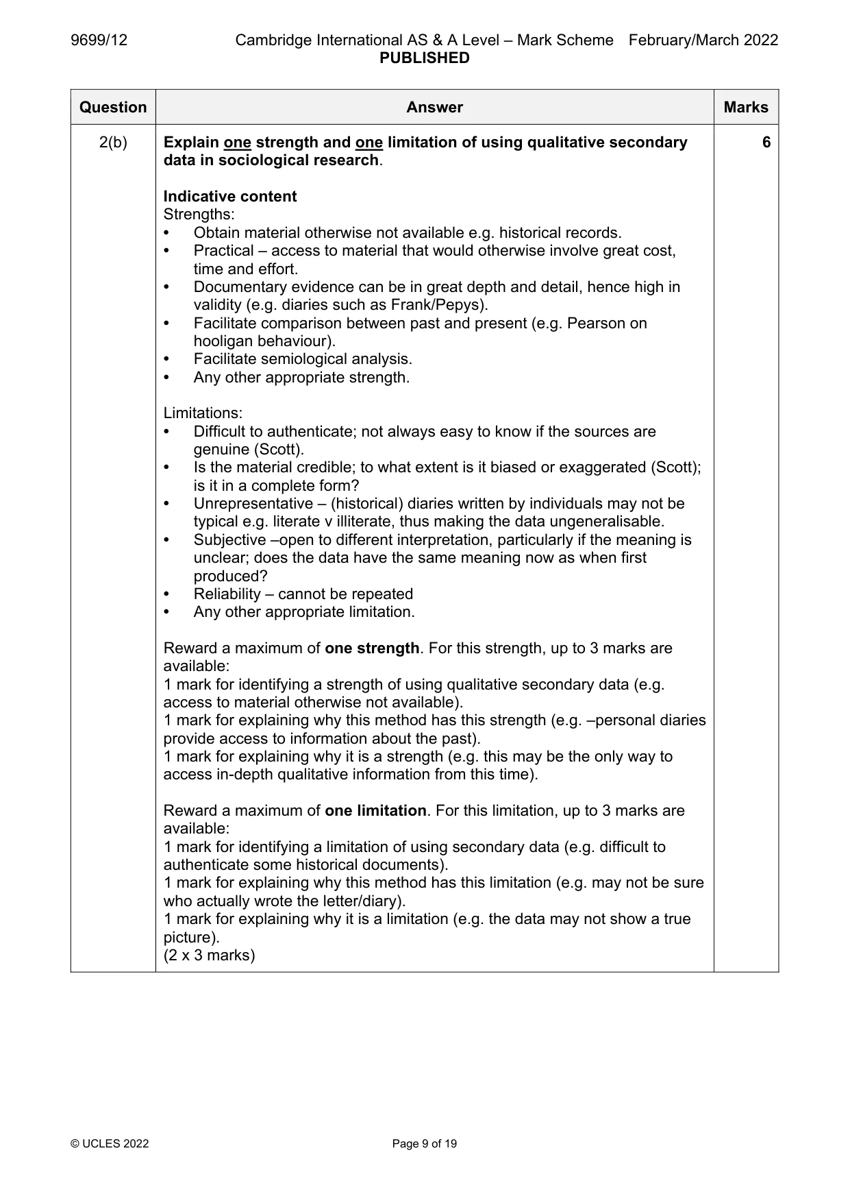 Mark scheme, page 9 of 19
