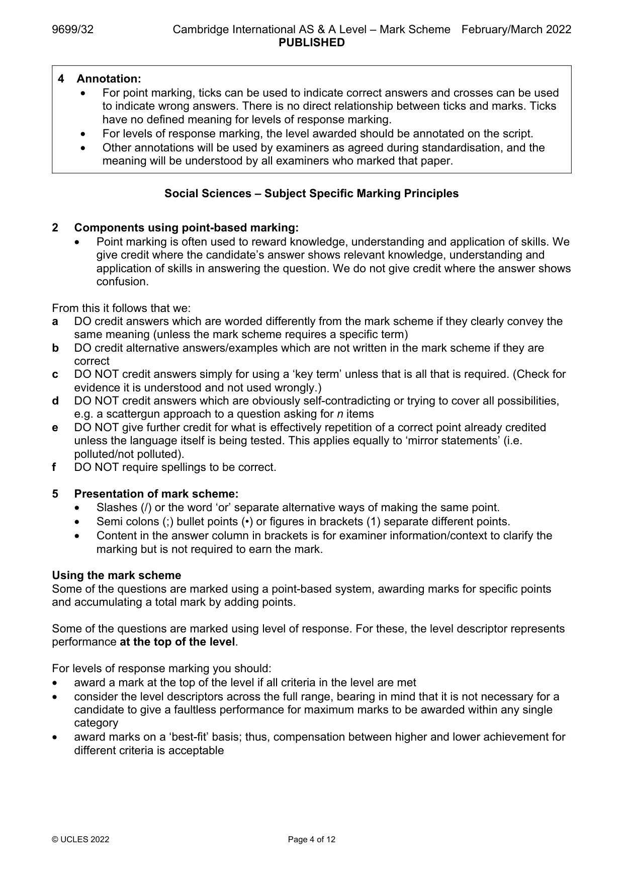 Mark scheme, page 4 of 12