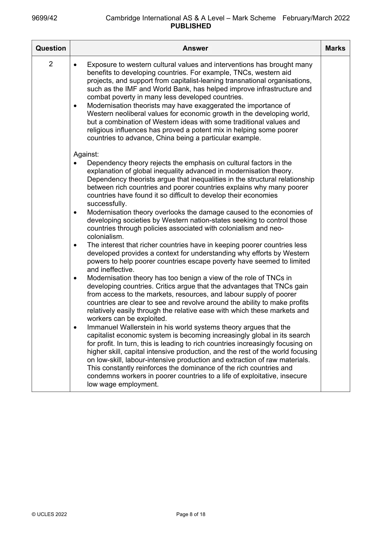 Mark scheme, page 8 of 18