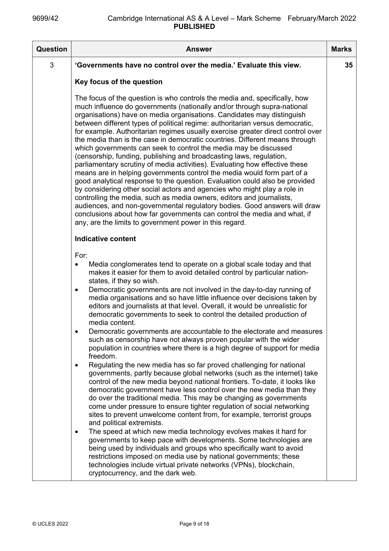 Mark scheme, page 9 of 18