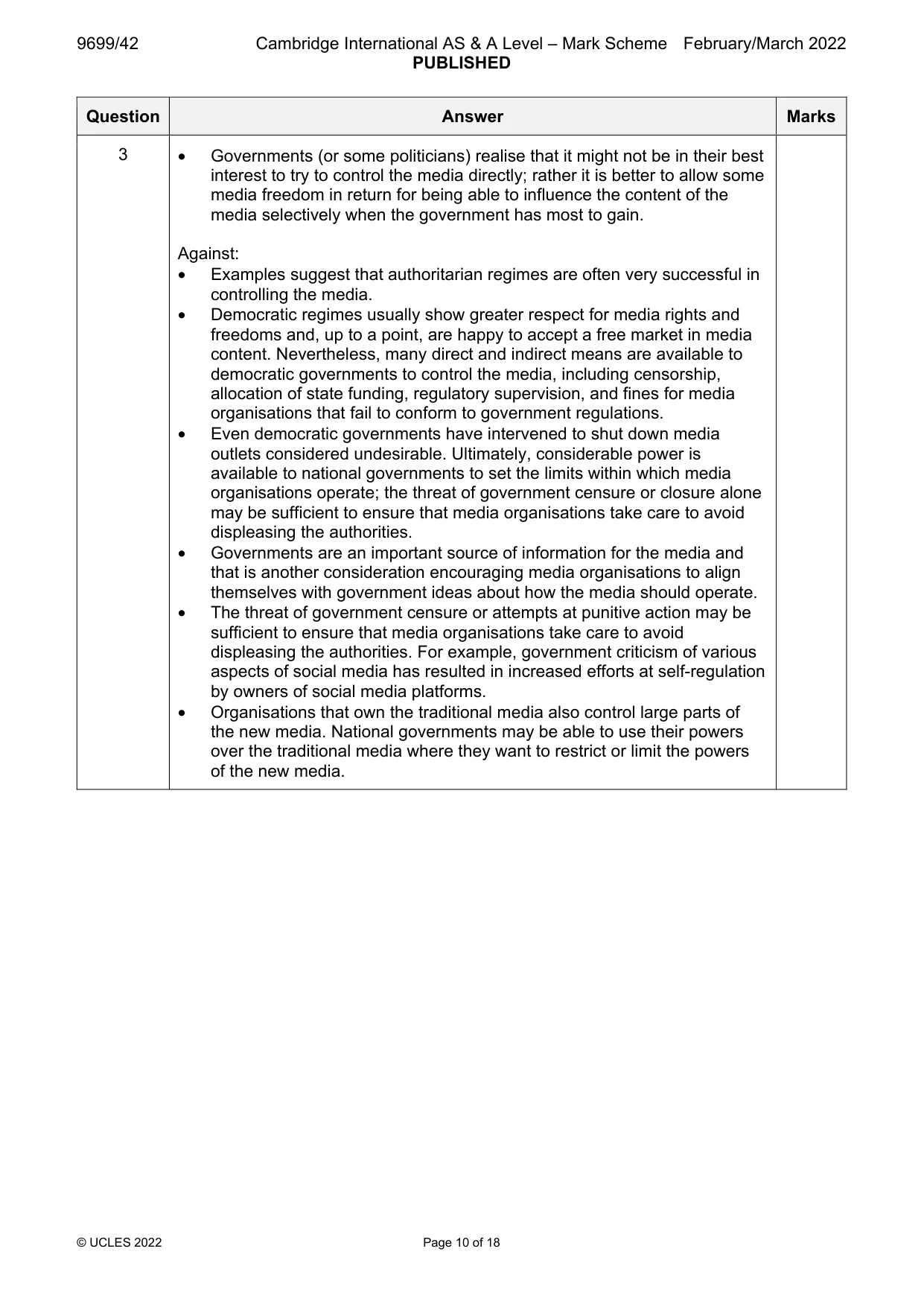 Mark scheme, page 10 of 18