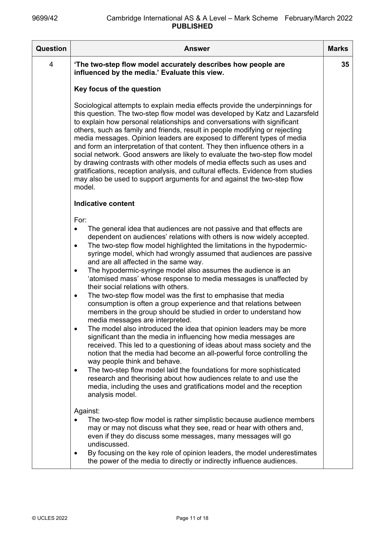 Mark scheme, page 11 of 18